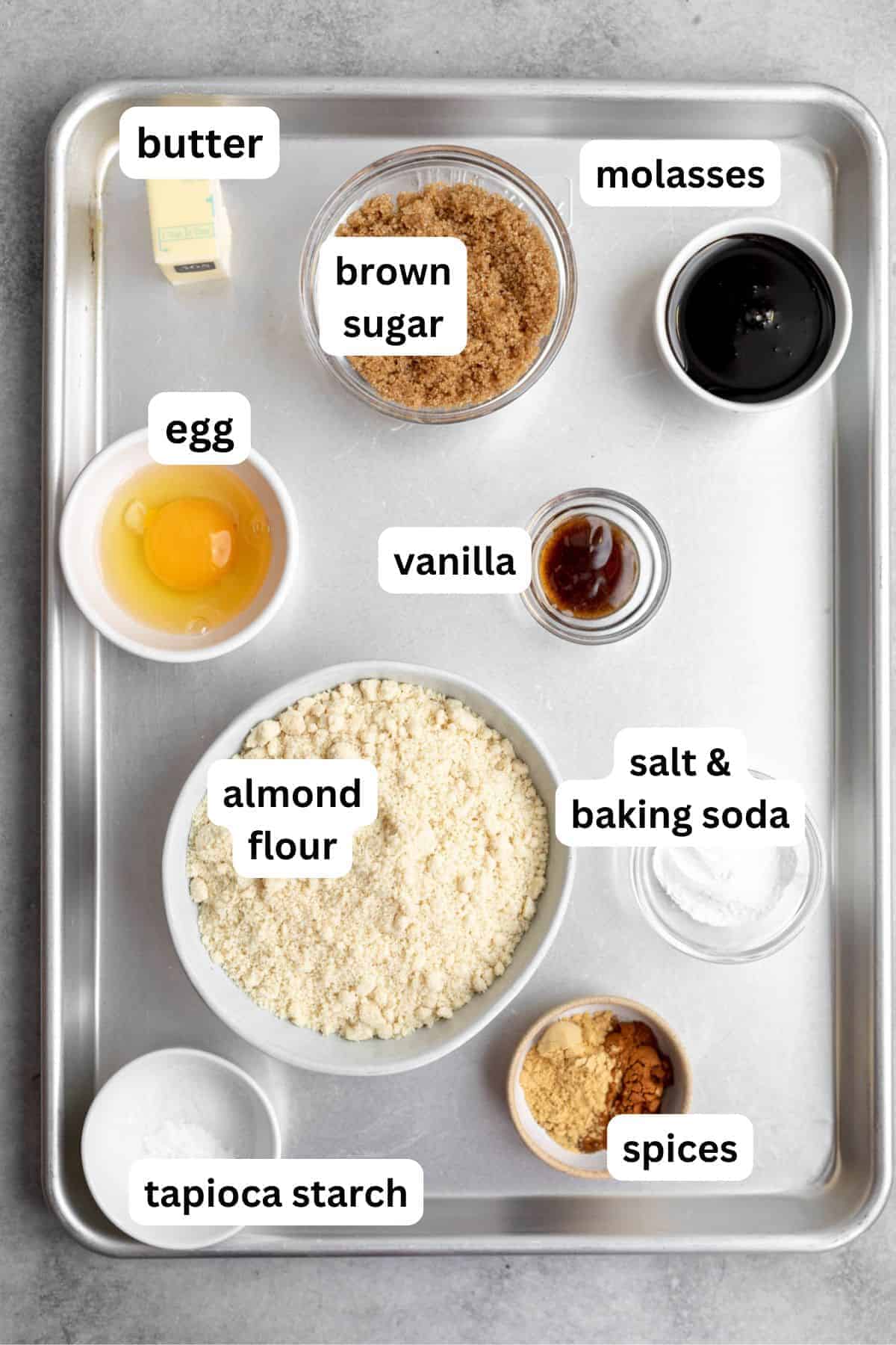 ingredients in bowls with labels