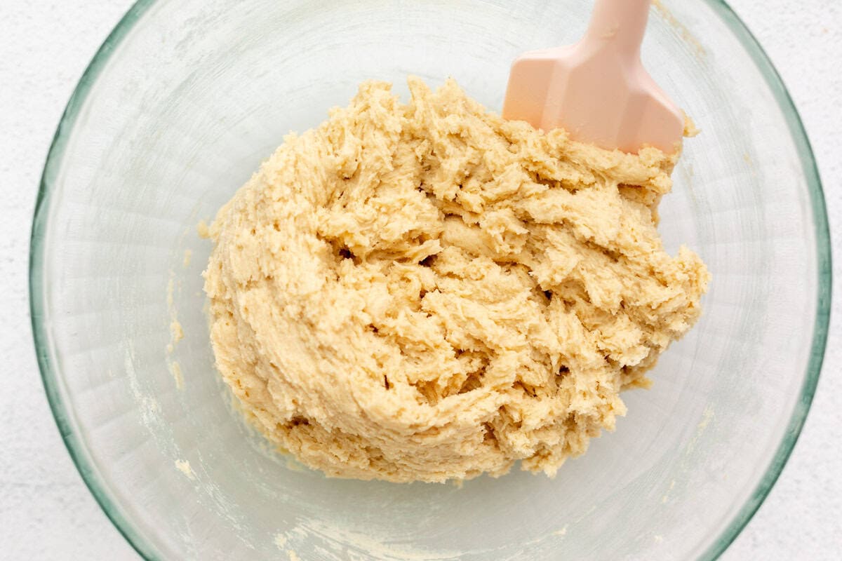 dough in a glass bowl