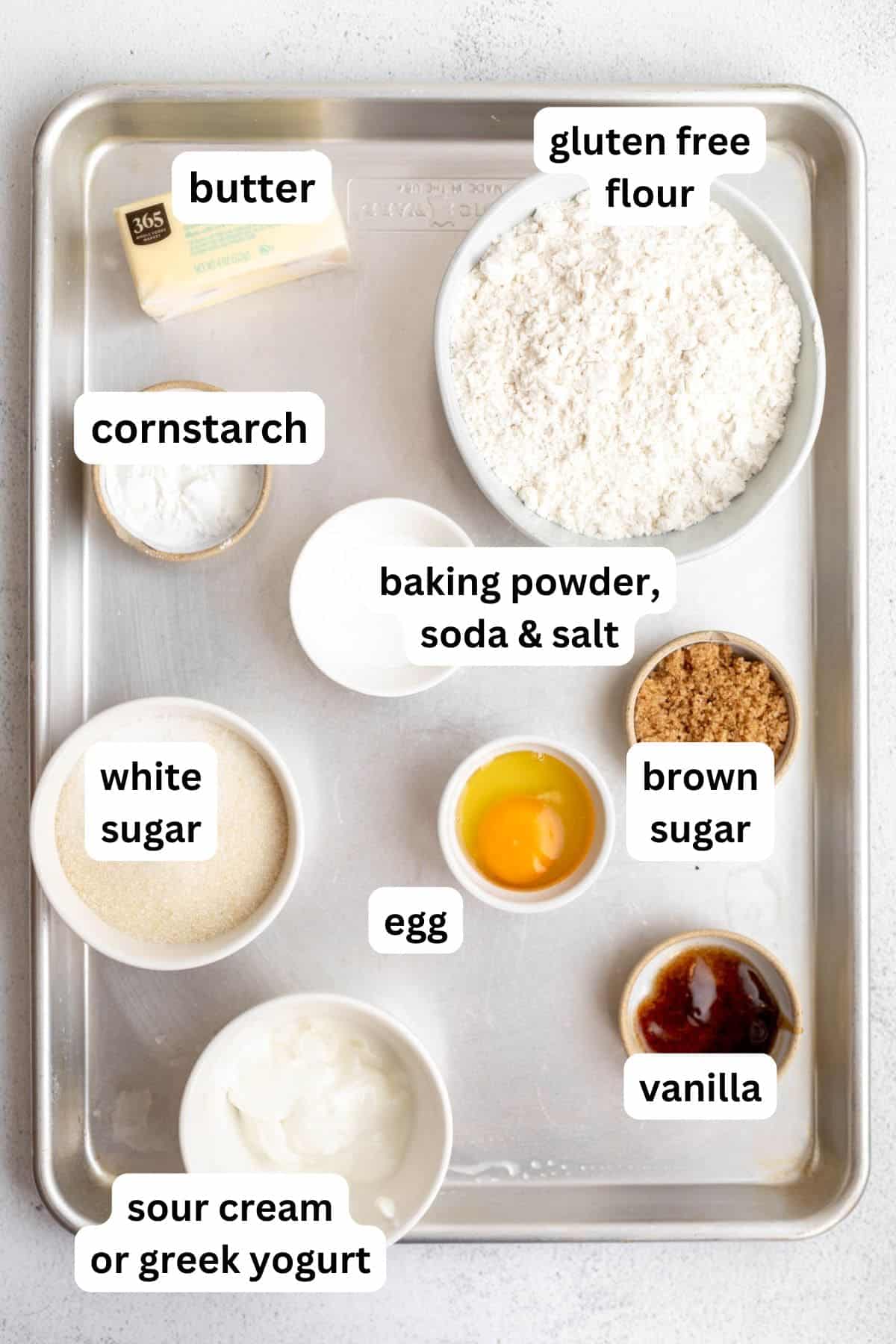 ingredients in bowls with labels