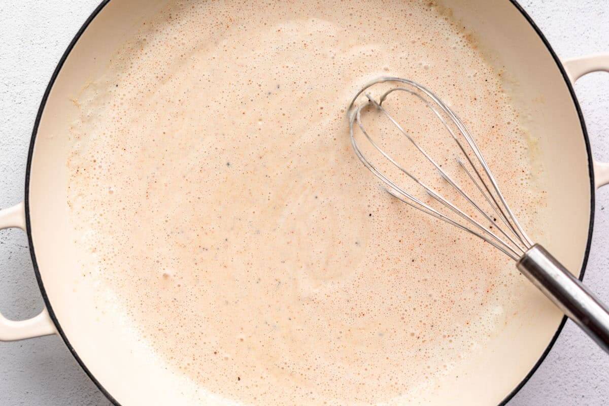 sauce simmering in a pan