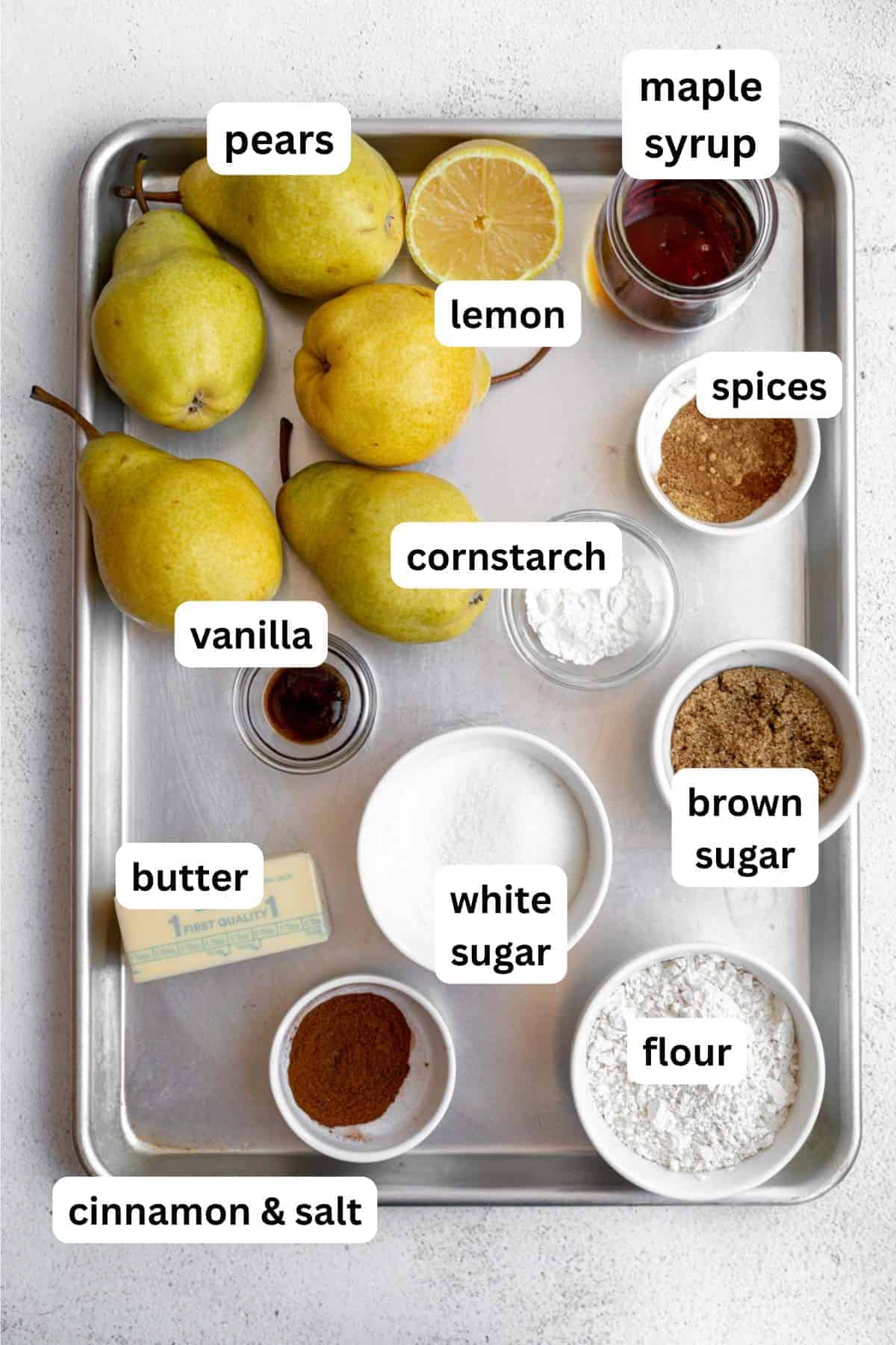 ingredients in bowls with labels