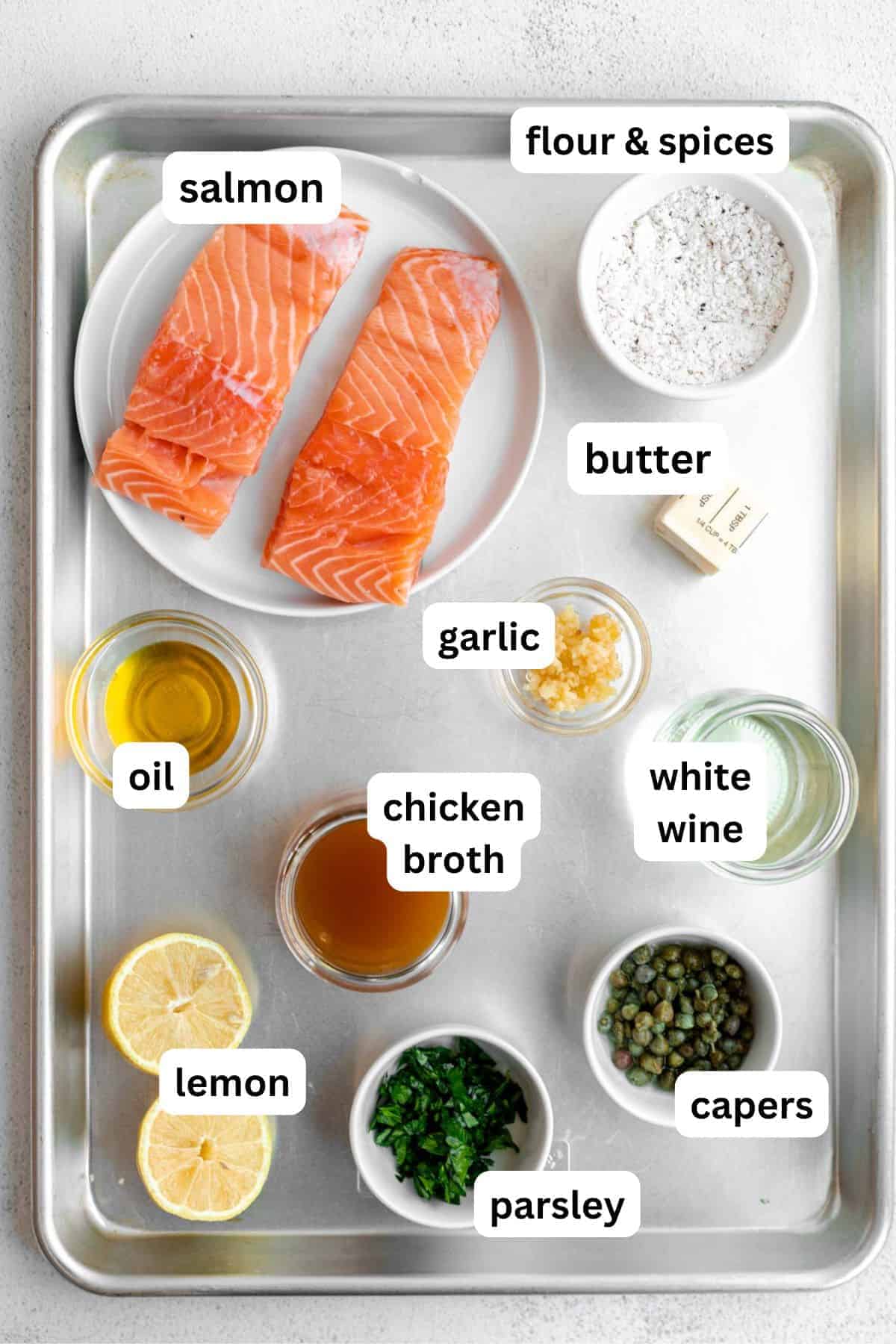 ingredients in bowls with labels