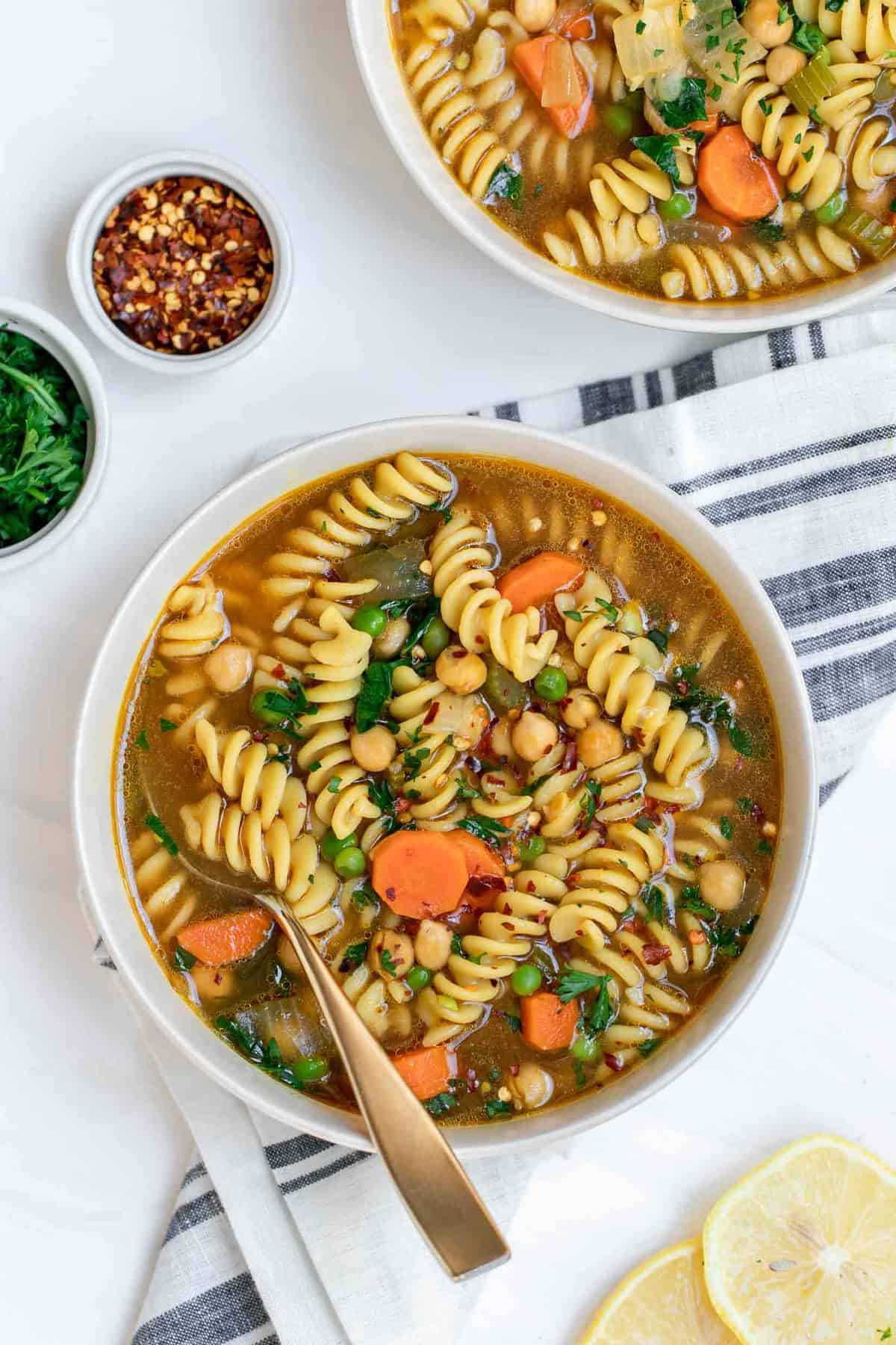 Vegetarian Chickpea Noodle Soup Eat With Clarity Main Recipes