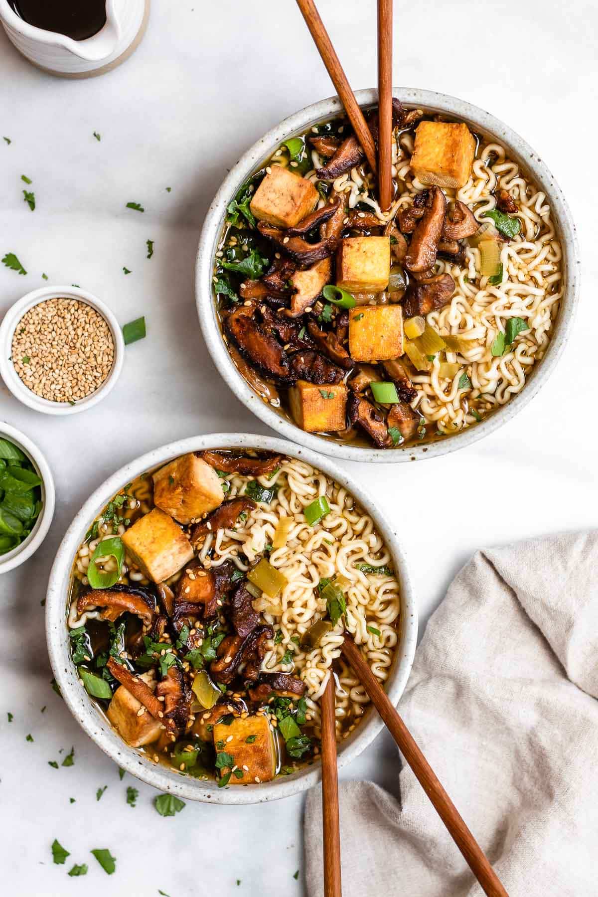 Vegan Ramen Noodles with Shiitake Mushrooms - Vegetarian Lunch Ideas