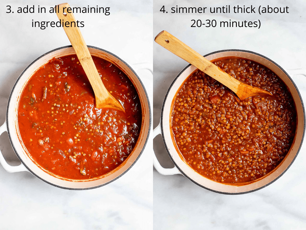 Two images showing how to make the sauce.
