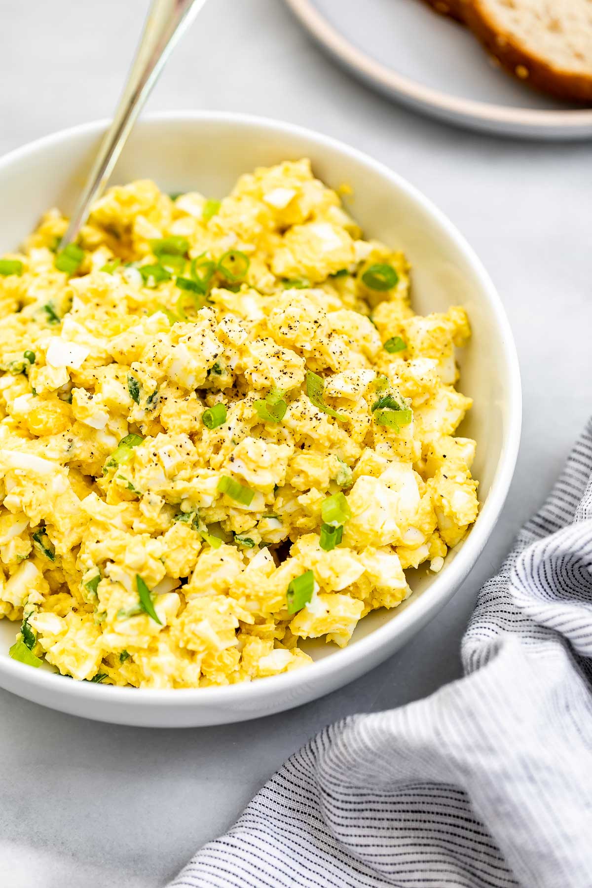 Up close image of the egg salad to show texture. 