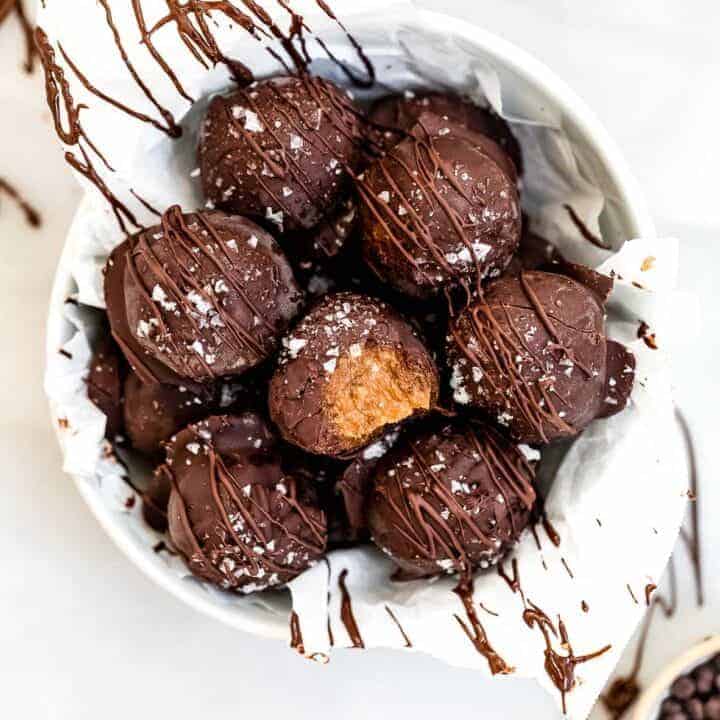 Healthy Vegan Chocolate Caramel Truffles | Eat With Clarity