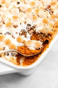 Sweet potato casserole for a vegan thanksgiving side dish recipe.