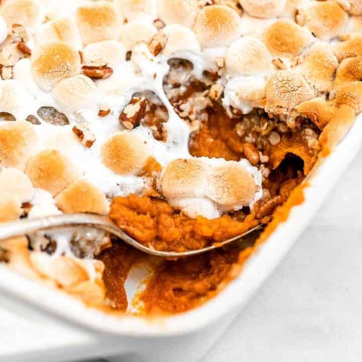 Easy Sweet Potato Casserole With Marshmallows | Eat With Clarity