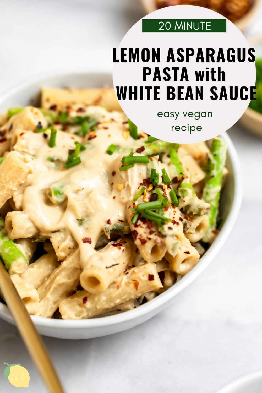 Vegan White Bean & Lemon Asparagus Pasta | Eat With Clarity