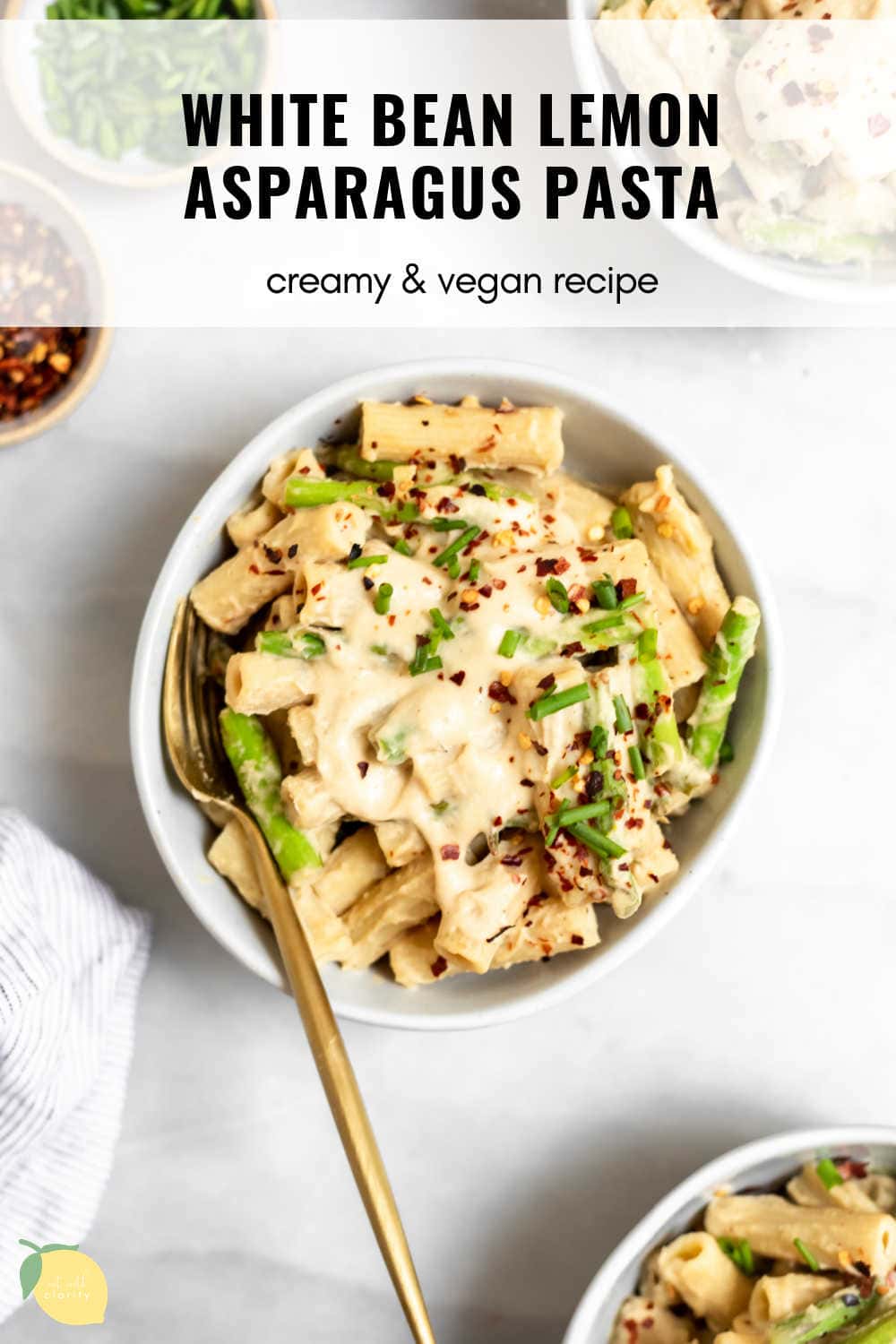 Vegan White Bean & Lemon Asparagus Pasta | Eat With Clarity