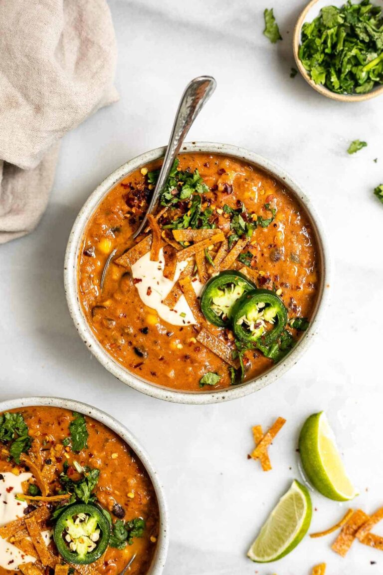 Vegan Lentil Tortilla Soup - Eat With Clarity