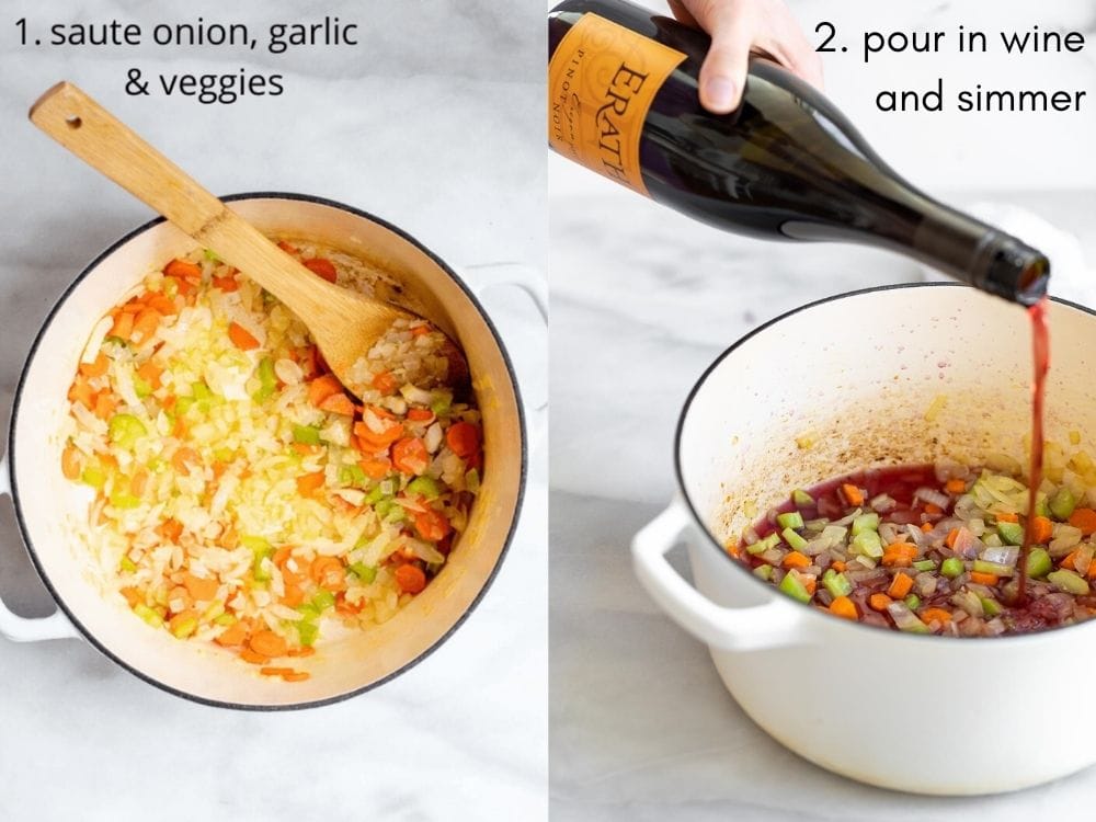 Two images showing the process of making the recipe.