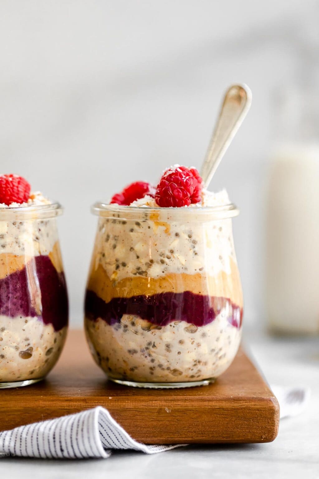 Peanut Butter and Jelly Overnight Oats - Eat With Clarity