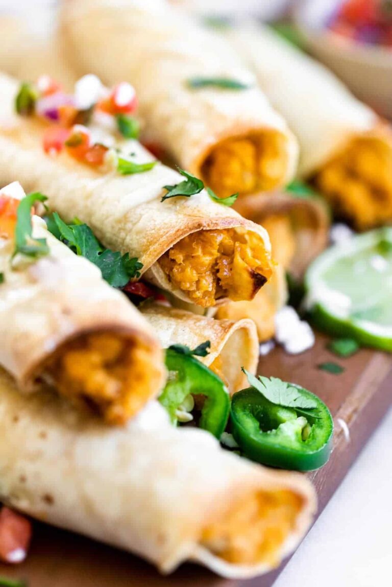Vegan Buffalo Chickpea Taquitos - Eat With Clarity