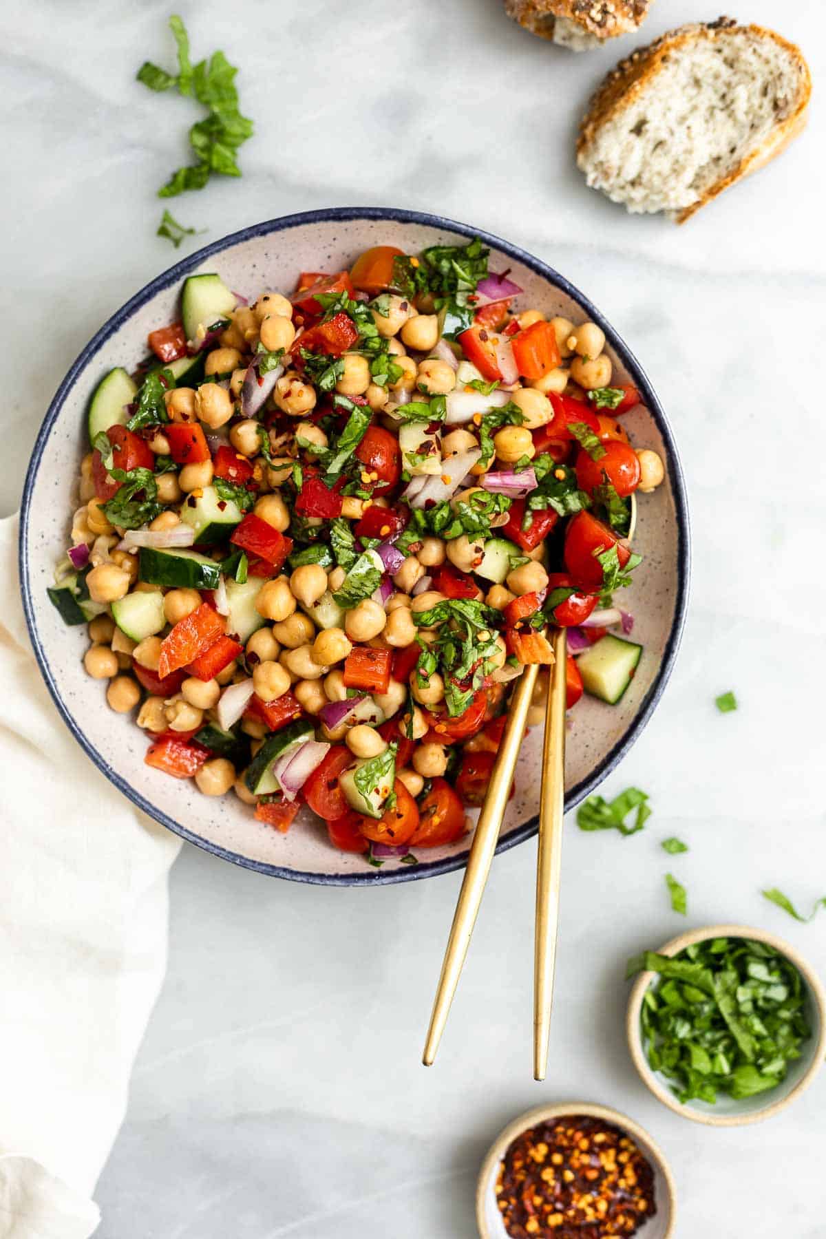 Mediterranean Chickpea Salad (15 Minute Recipe!) - Eat With Clarity