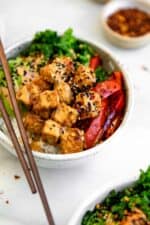 Easy and Crispy Baked Peanut Tofu Bowls - Eat With Clarity