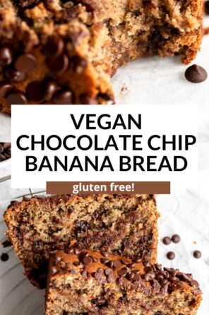 This is the best vegan and gluten free banana bread recipe. Made with oat flour and almond flour, this banana bread is healthy, moist, and loaded with chocolate chips or blueberry. This banana bread is the perfect healthy vegan snack, breakfast or dessert.