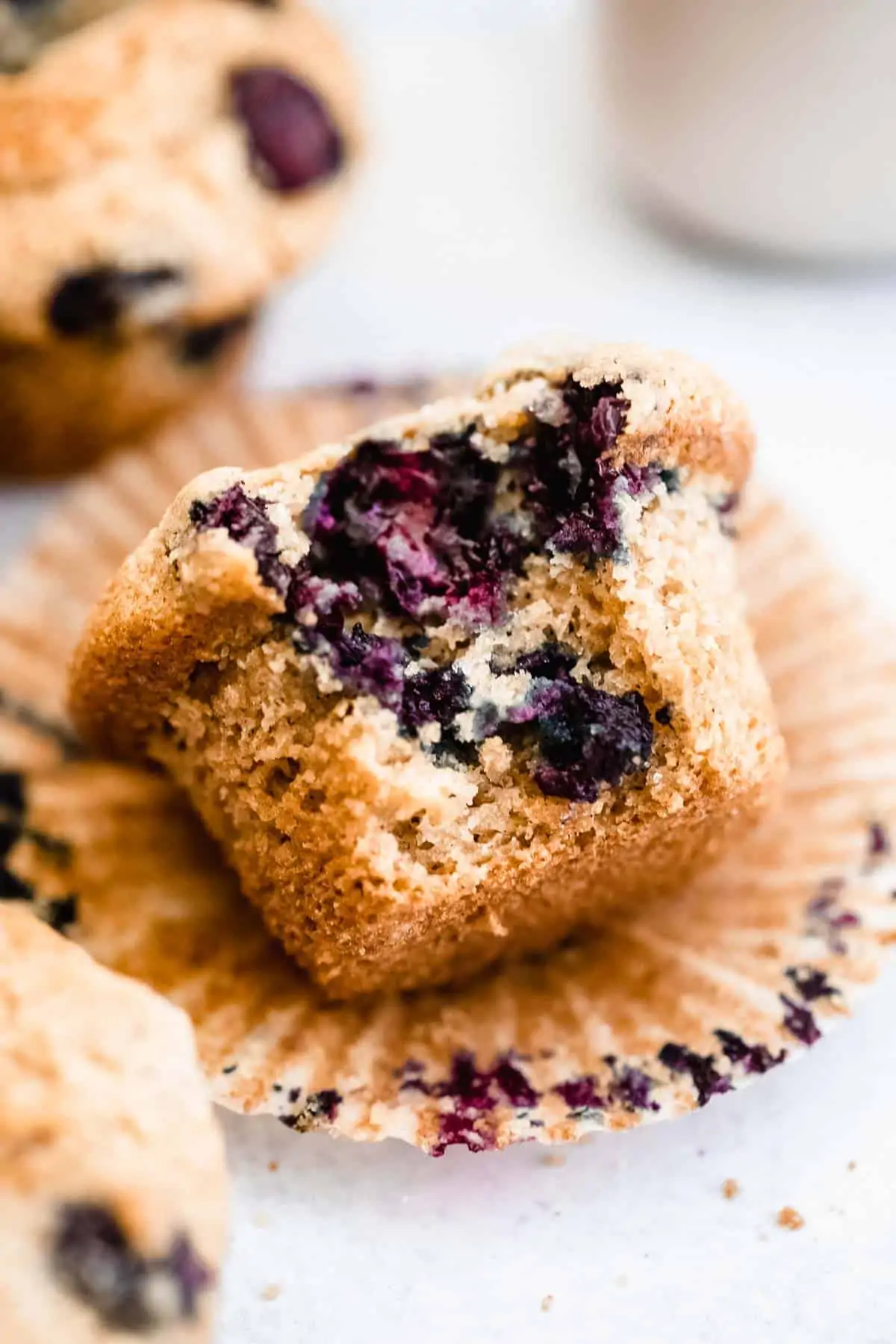 gluten free blueberry muffin with a bite taken out