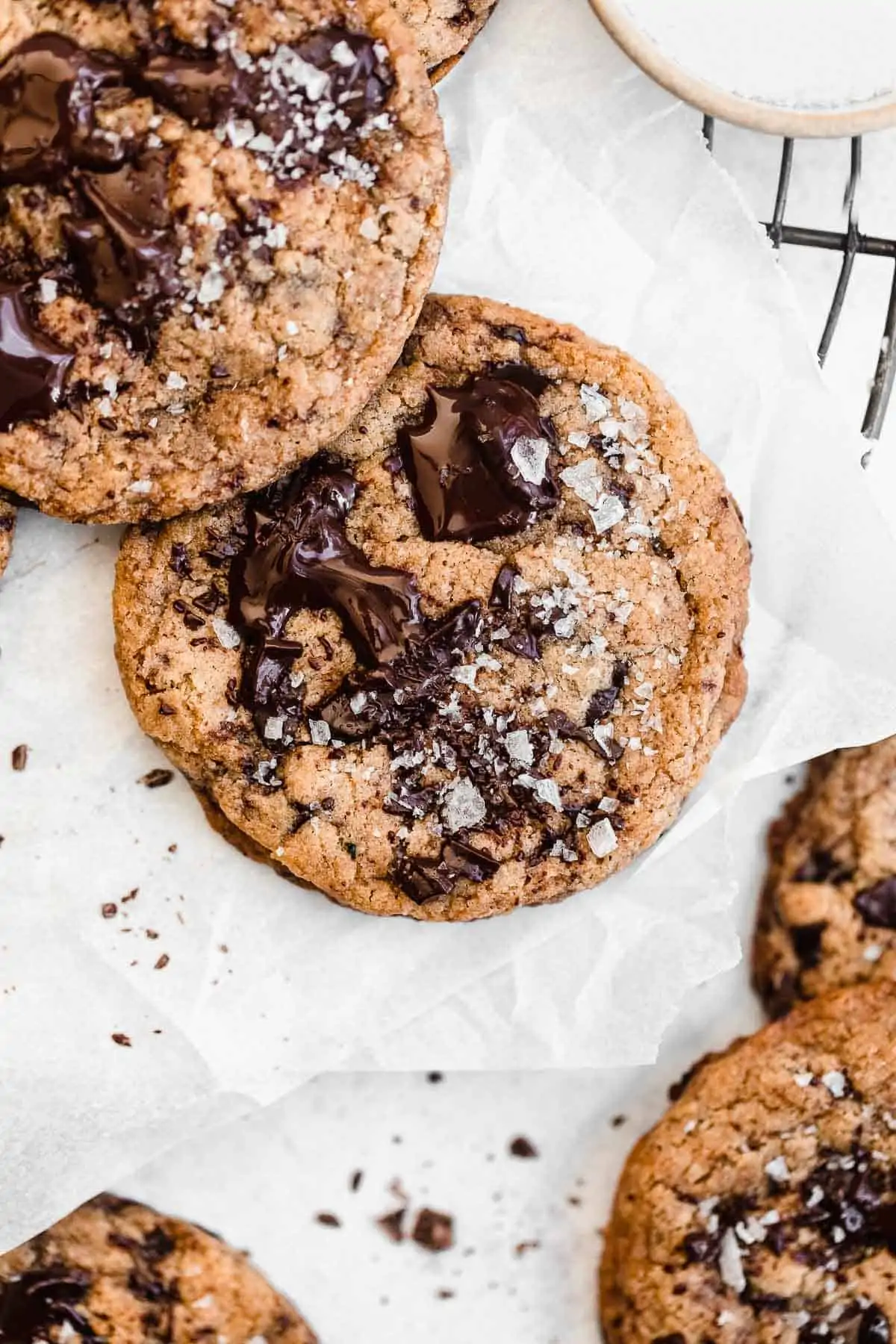 vegan gluten free tahini cookies with chocolate chunks