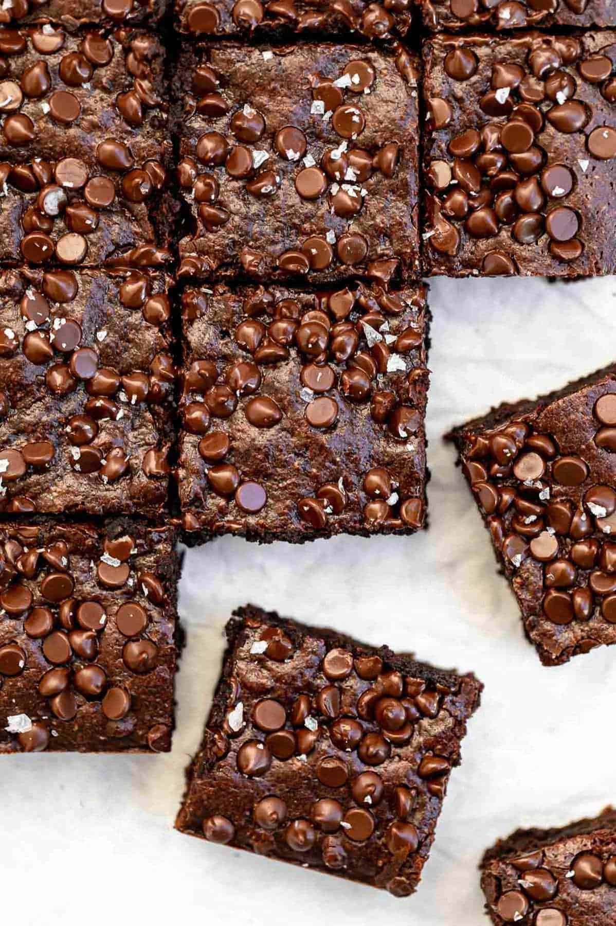 healthy almond flour brownies with chocolate chips on top
