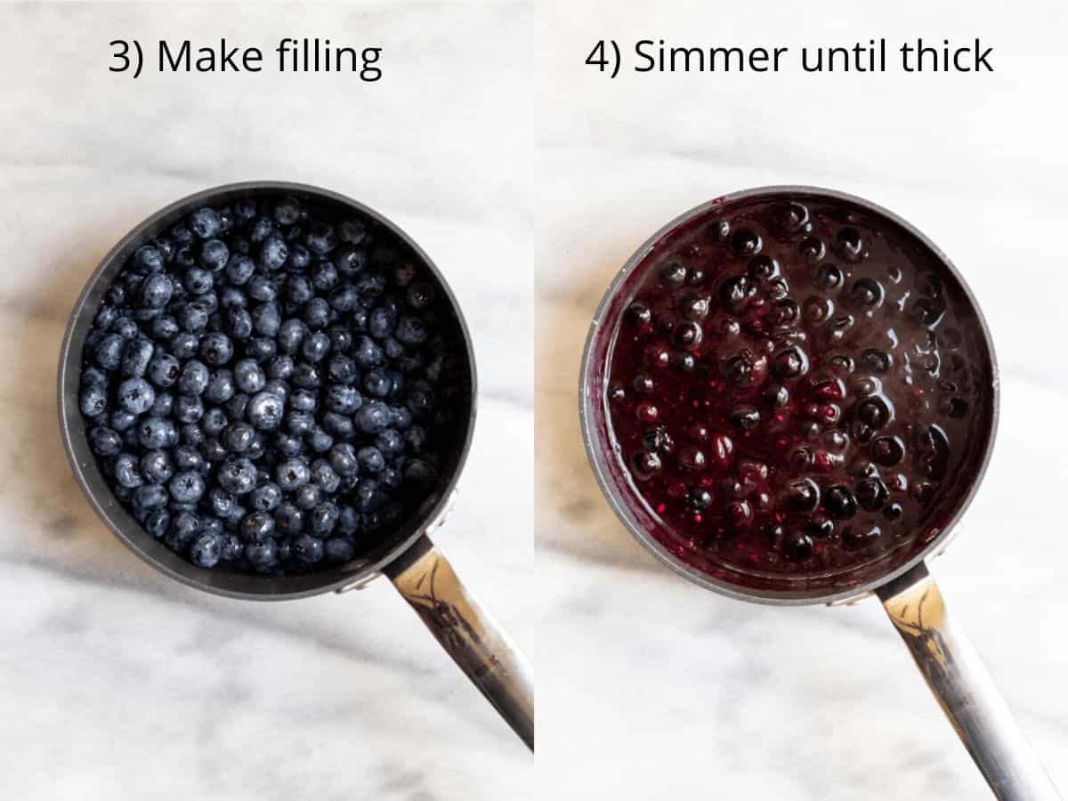 two photos showing how to make the filling