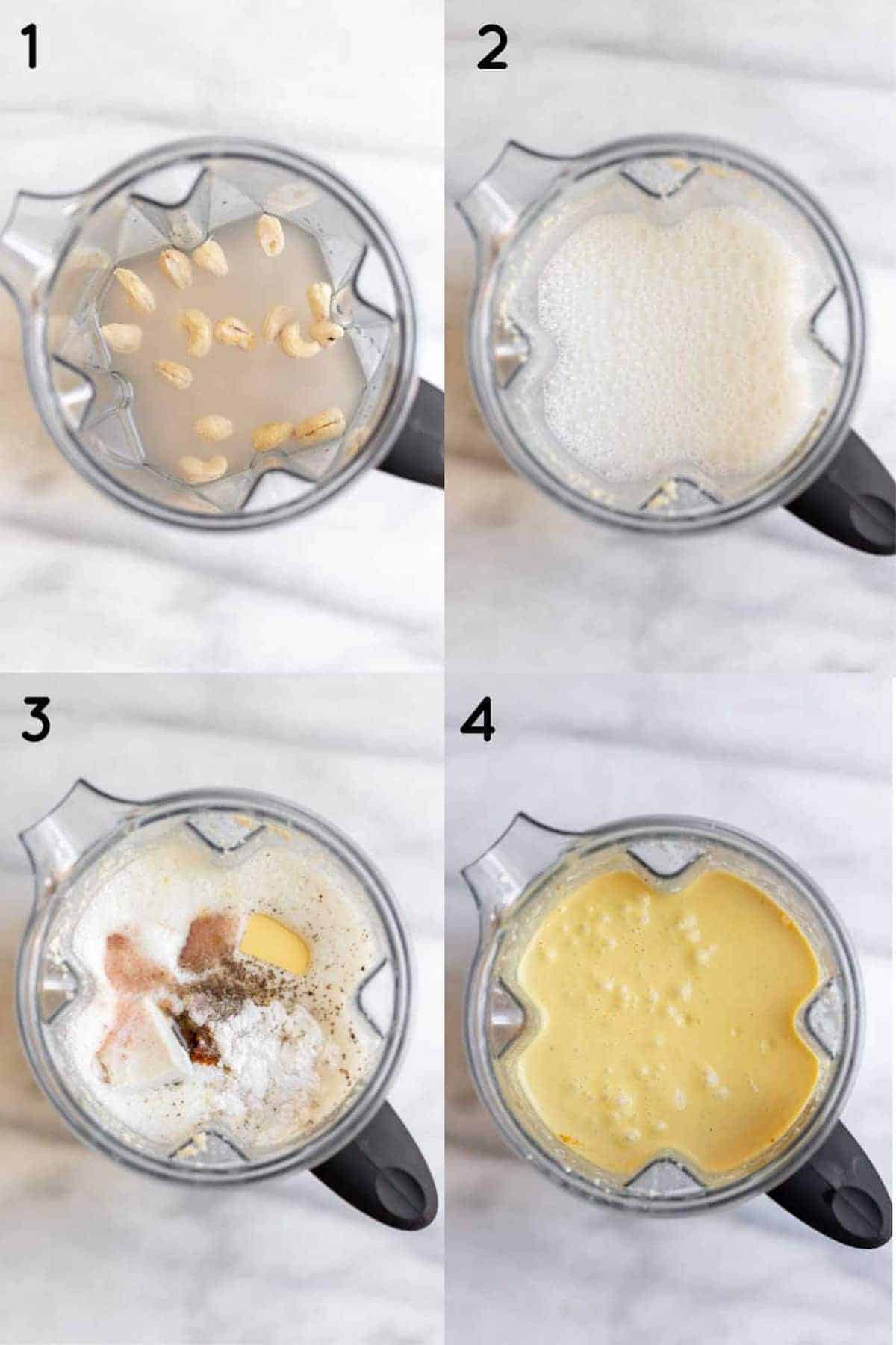 process of making the sauce in a blender