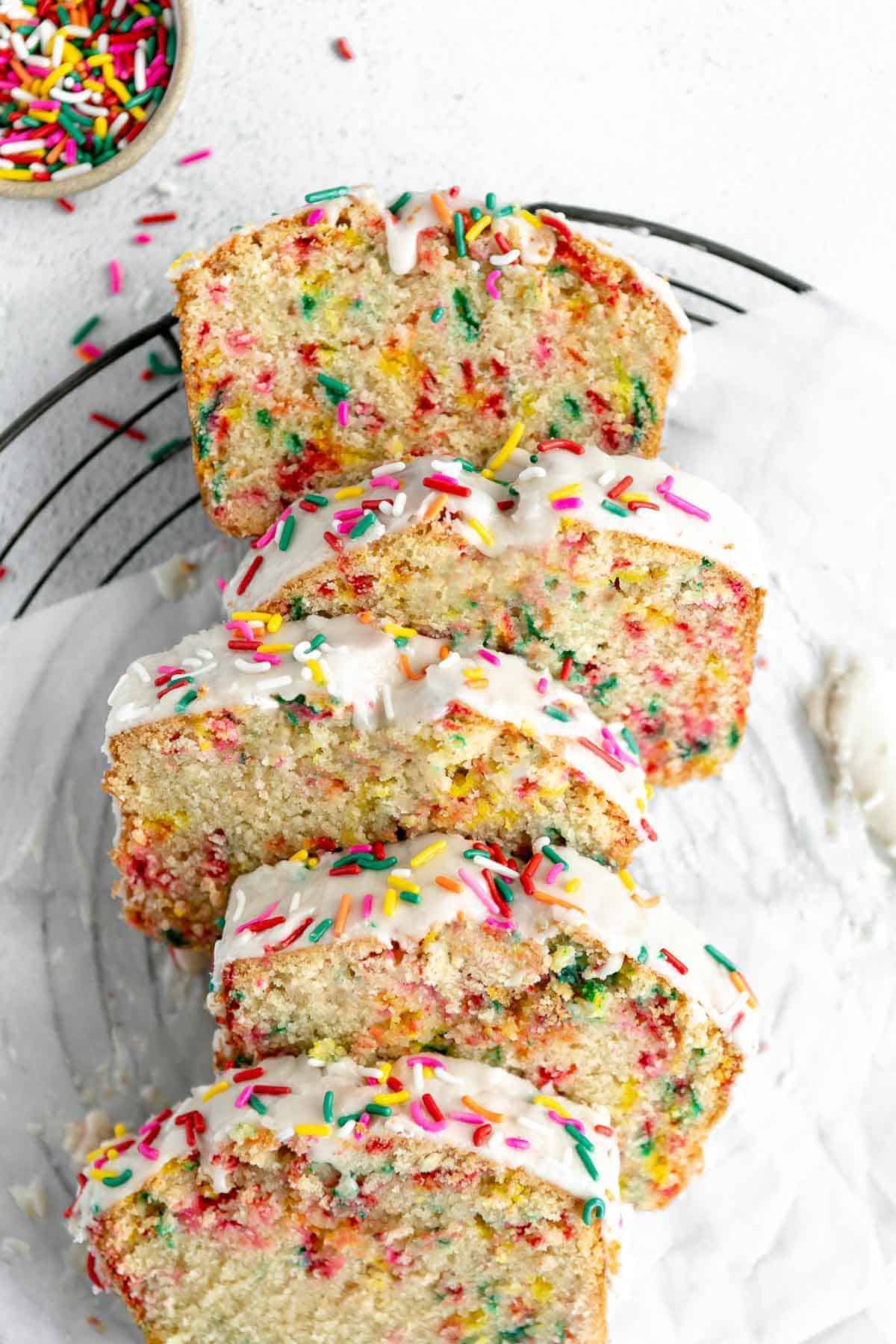 gluten free funfetti pound cake with sprinkles