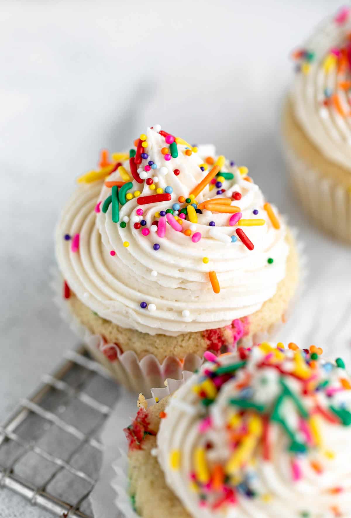 vegan funfetti cupcake with buttercream frosting