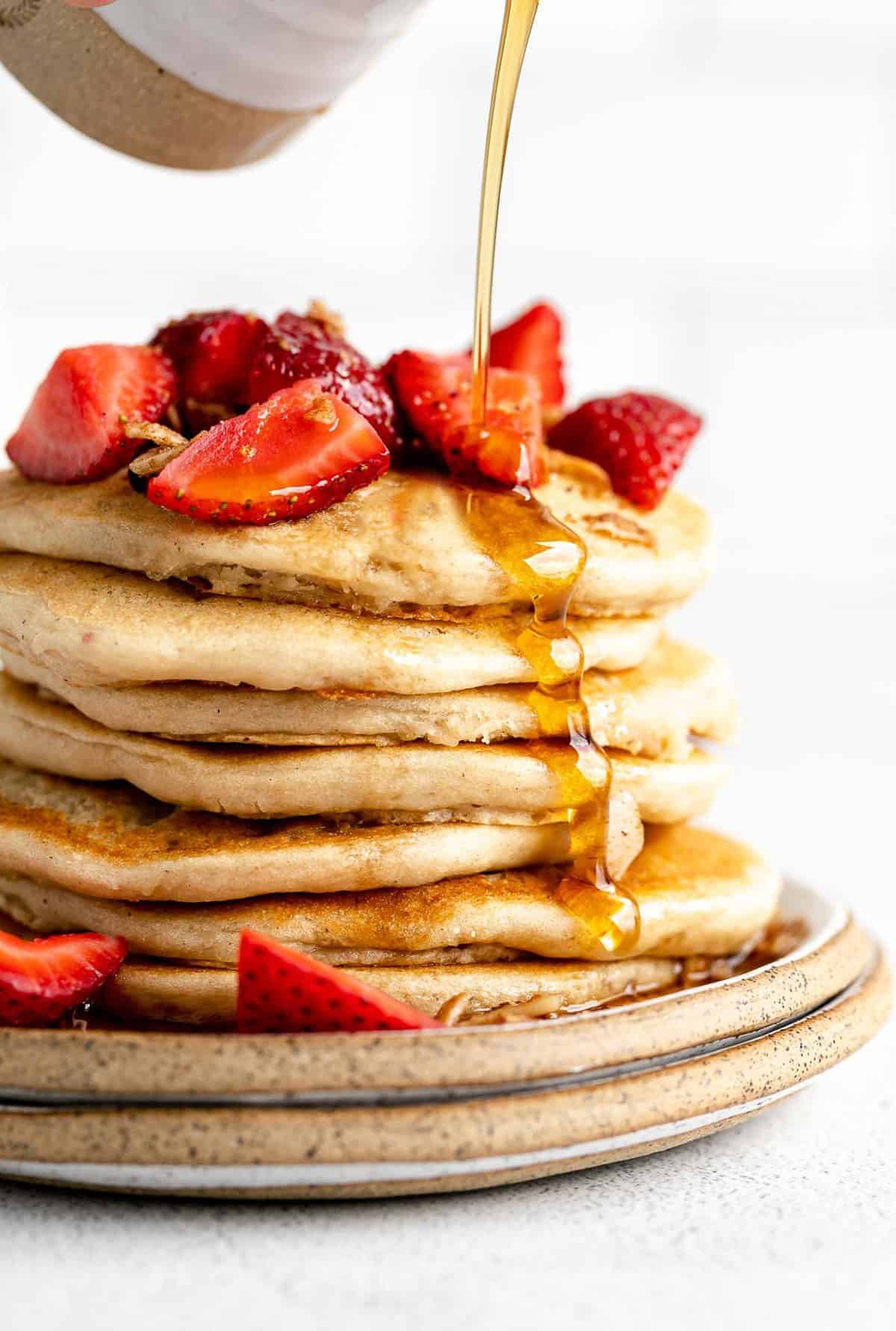 protein pancakes with strawberries