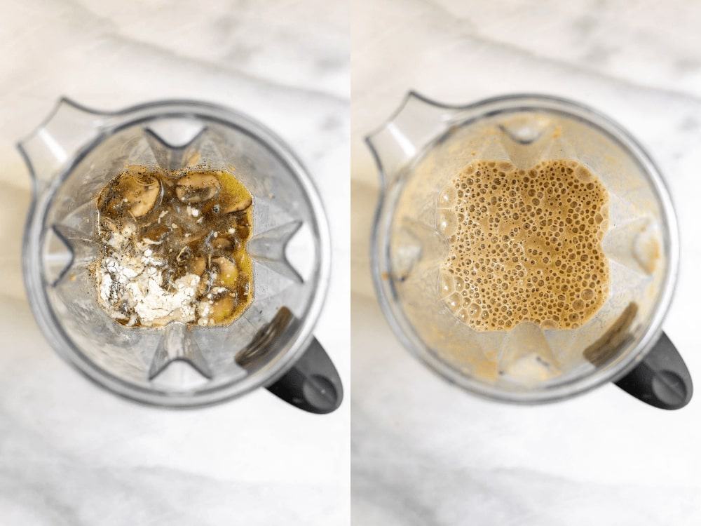 Before and after blending the gravy.