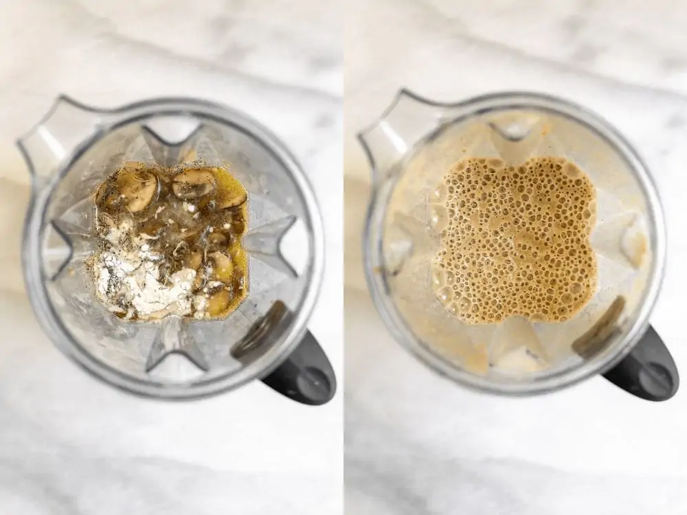 Before and after blending the gravy.