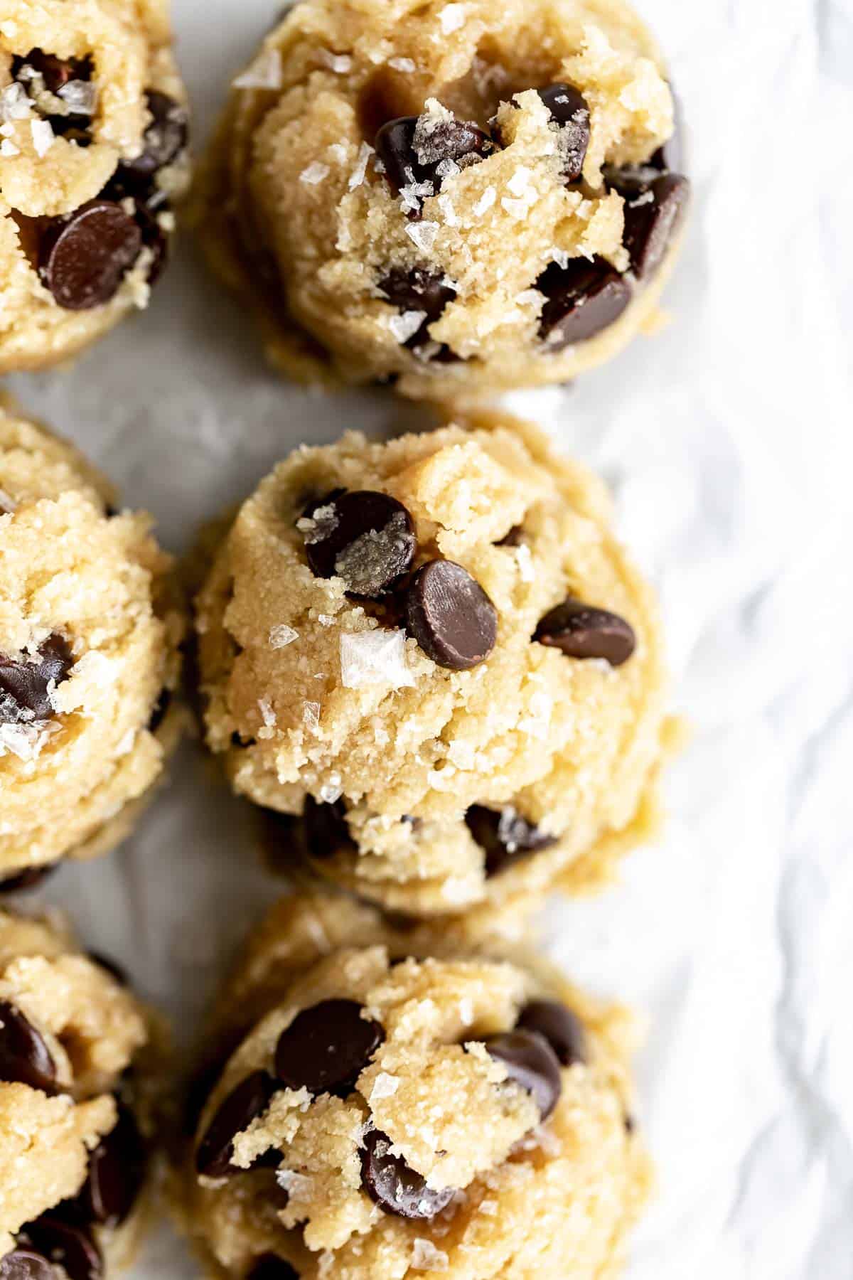 healthy vegan cookie dough scooped into balls