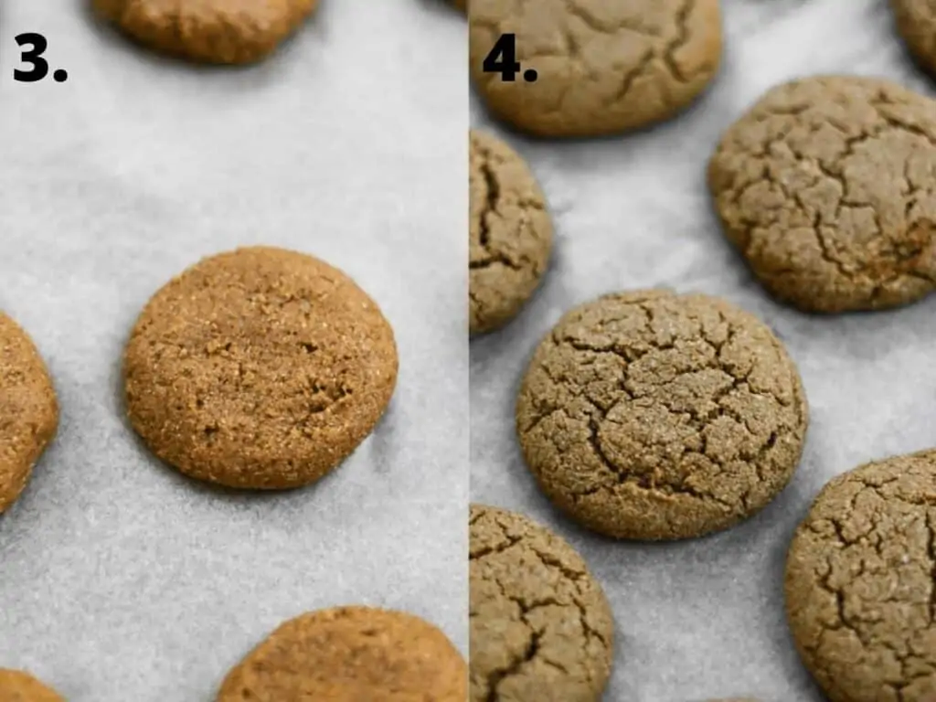 Vegan pumpkin cookies before and after baking.