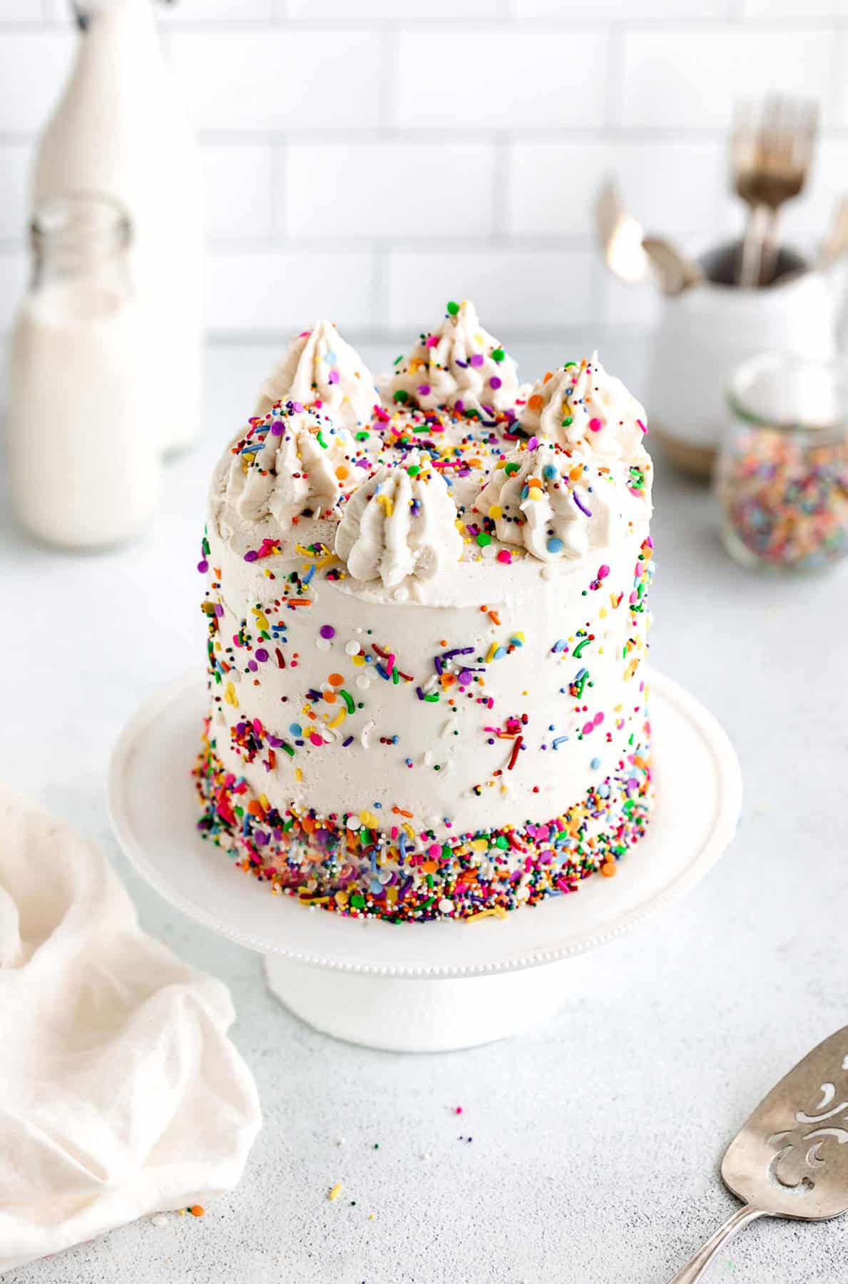 gluten free birthday cake with funfetti sprinkles