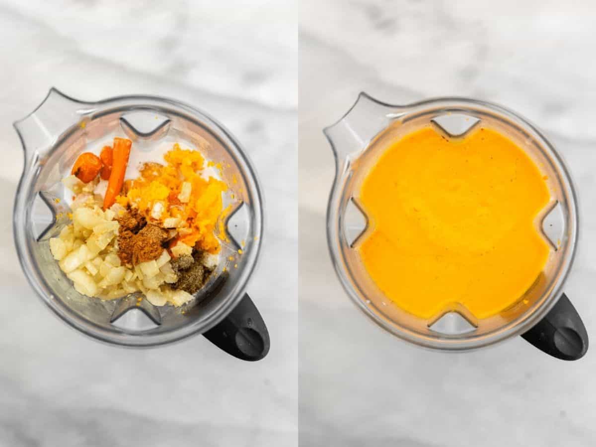 Blender with the ingredients.