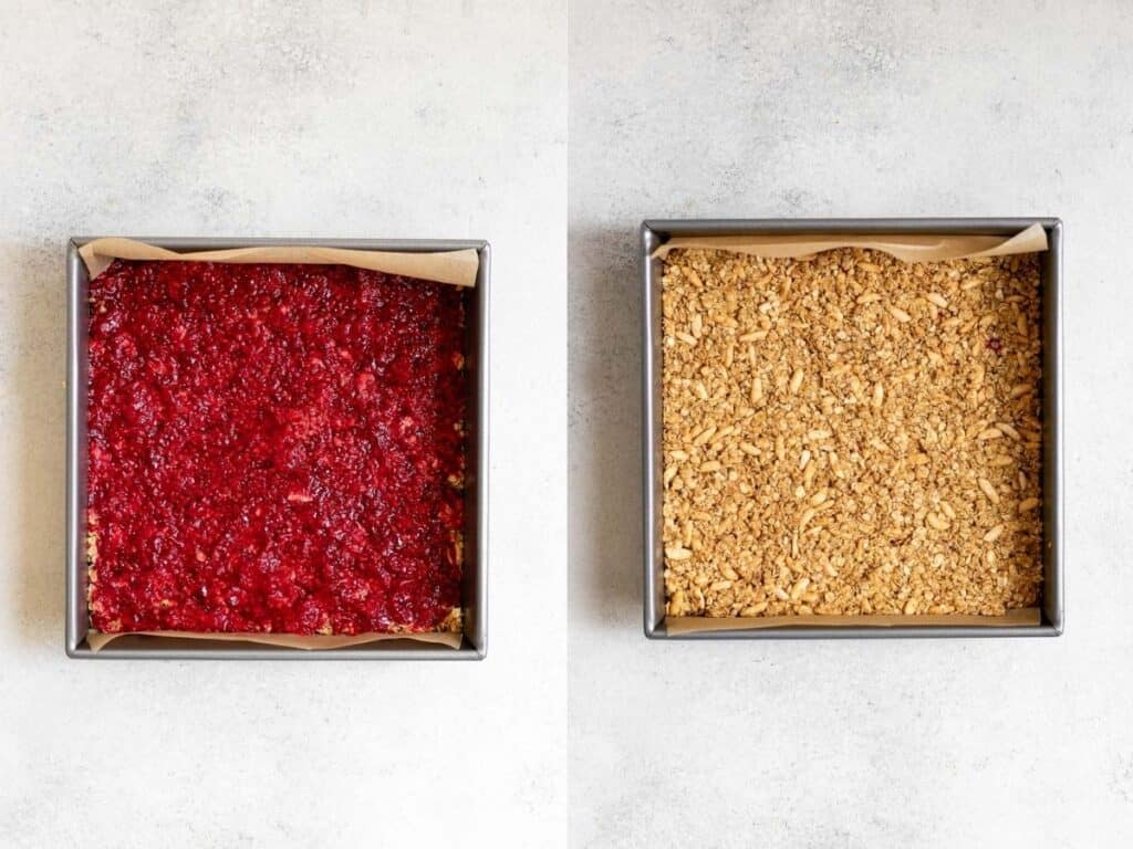 granola bars in the pan