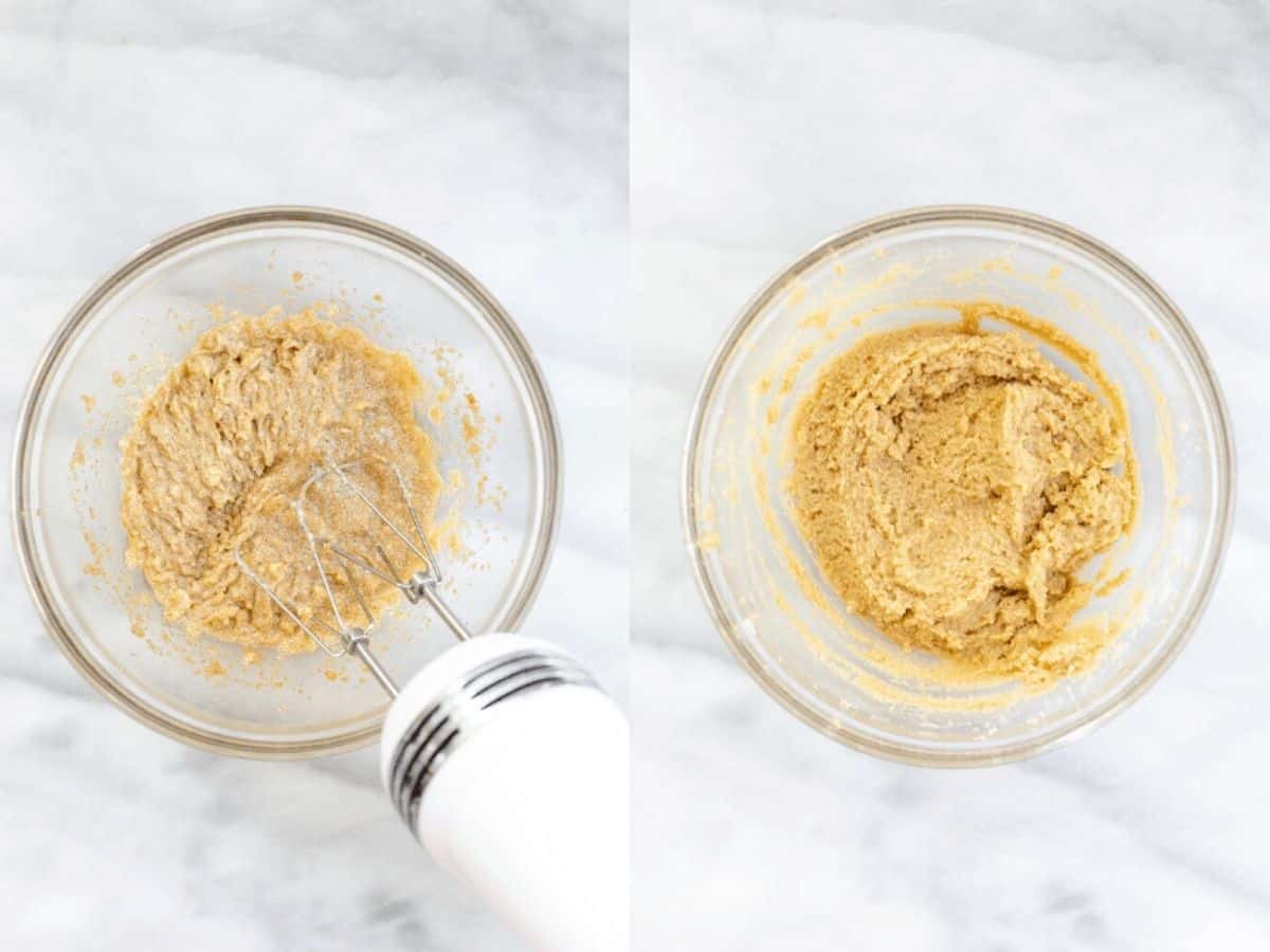 Two photos side by side showing how to make the recipe.