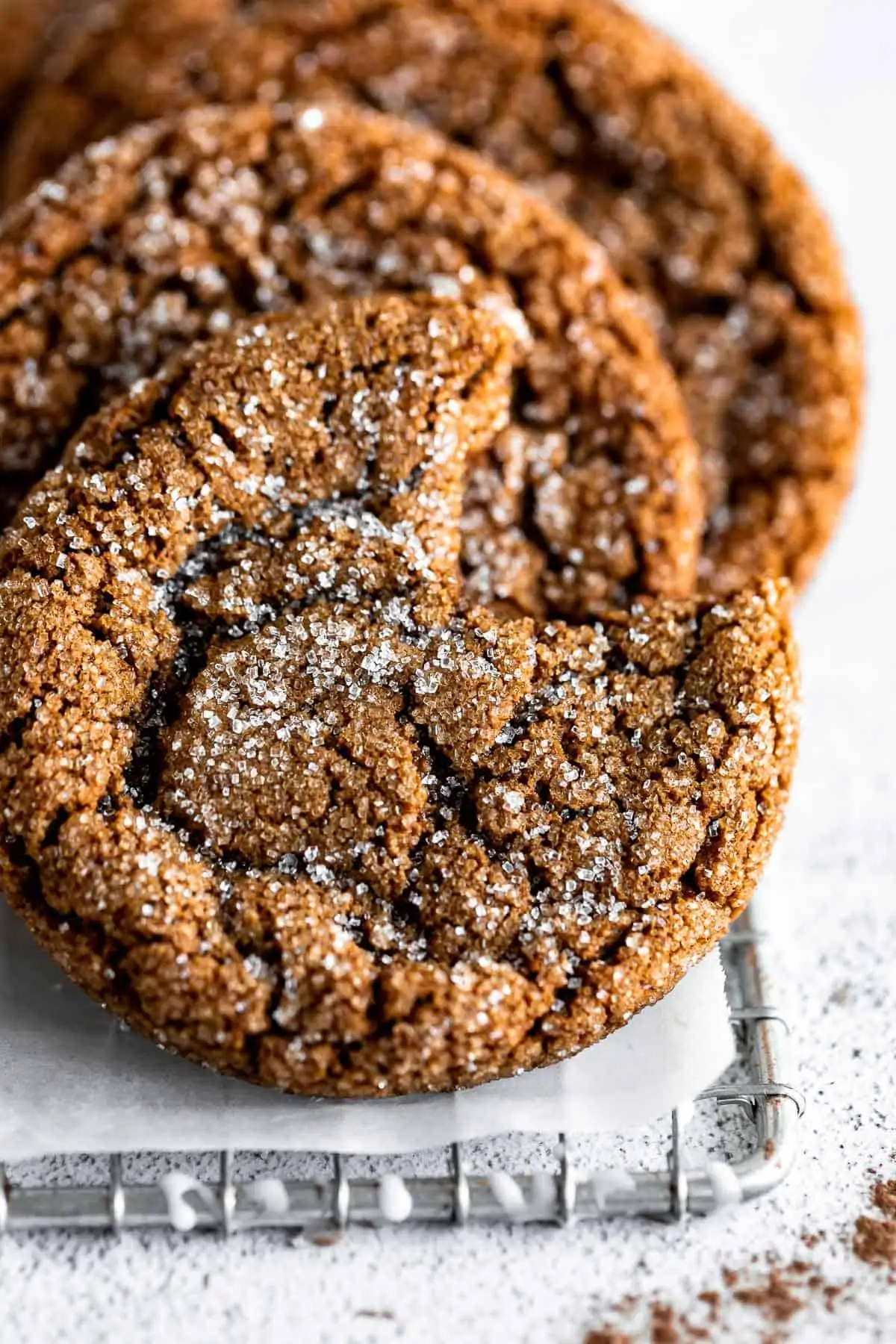 vegan molasses cookies with sanding sugar on top