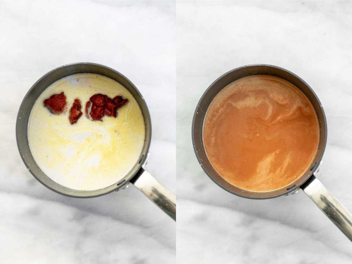 Two images showing how to make the recipe.
