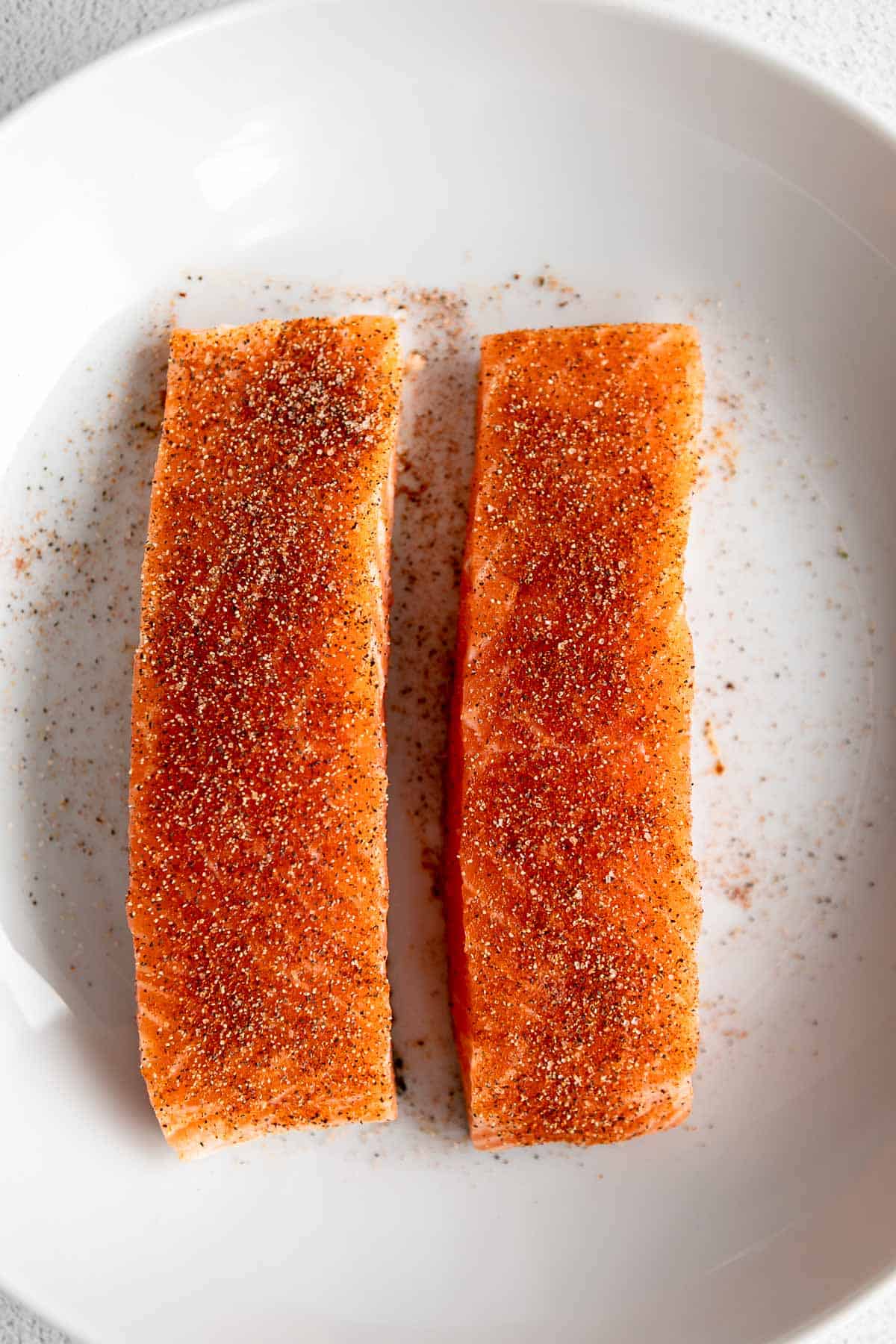 seasonings on the salmon