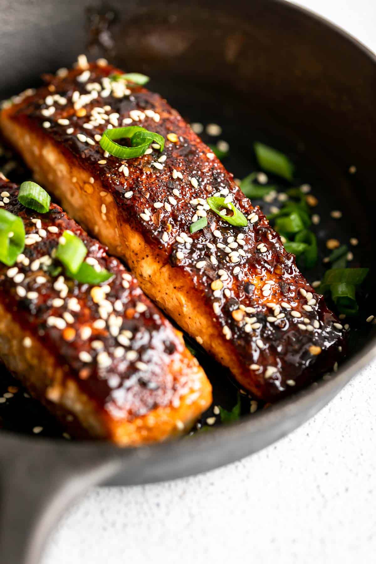 pan fried honey garlic salmon with sesame seeds