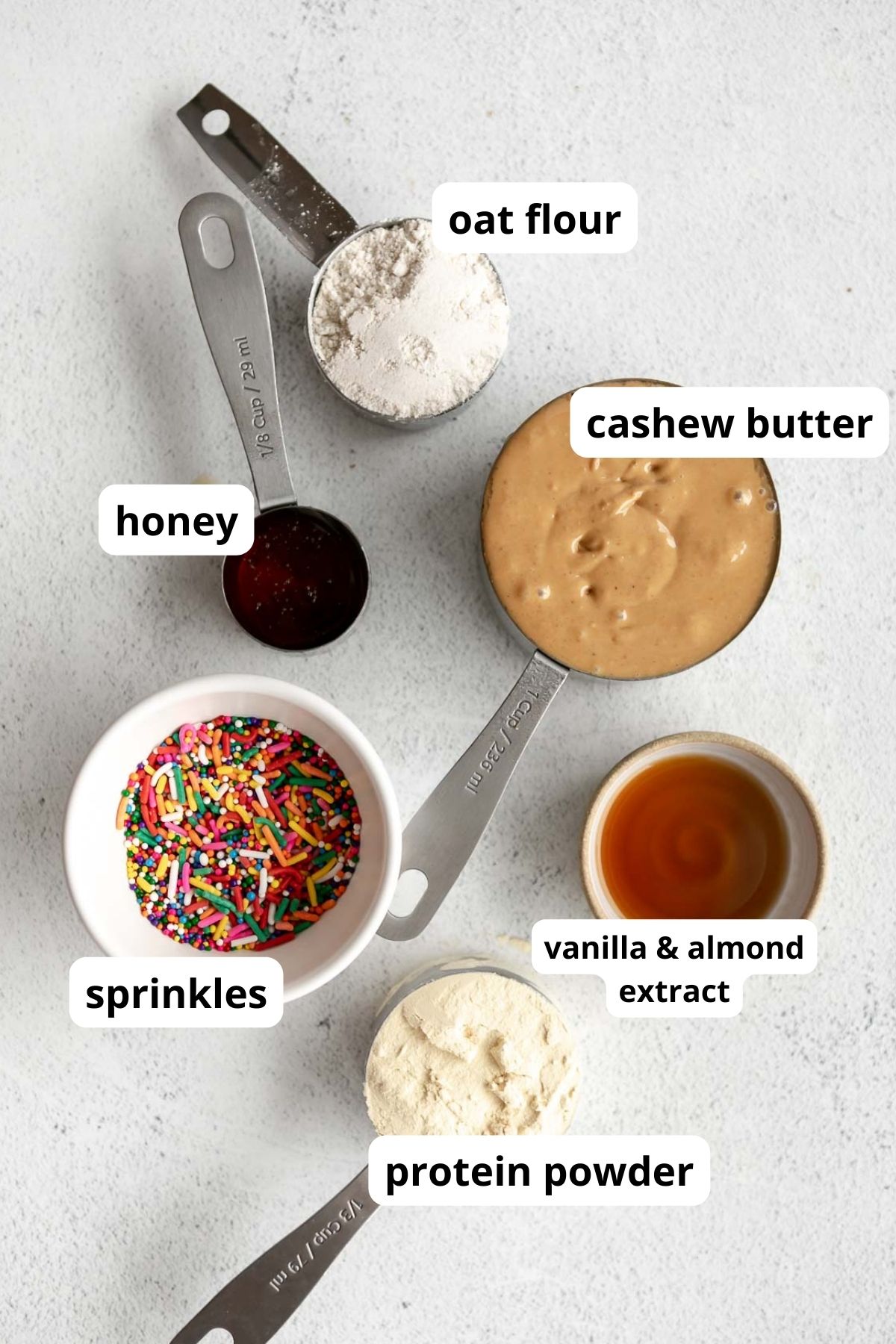ingredients labeled on a white background