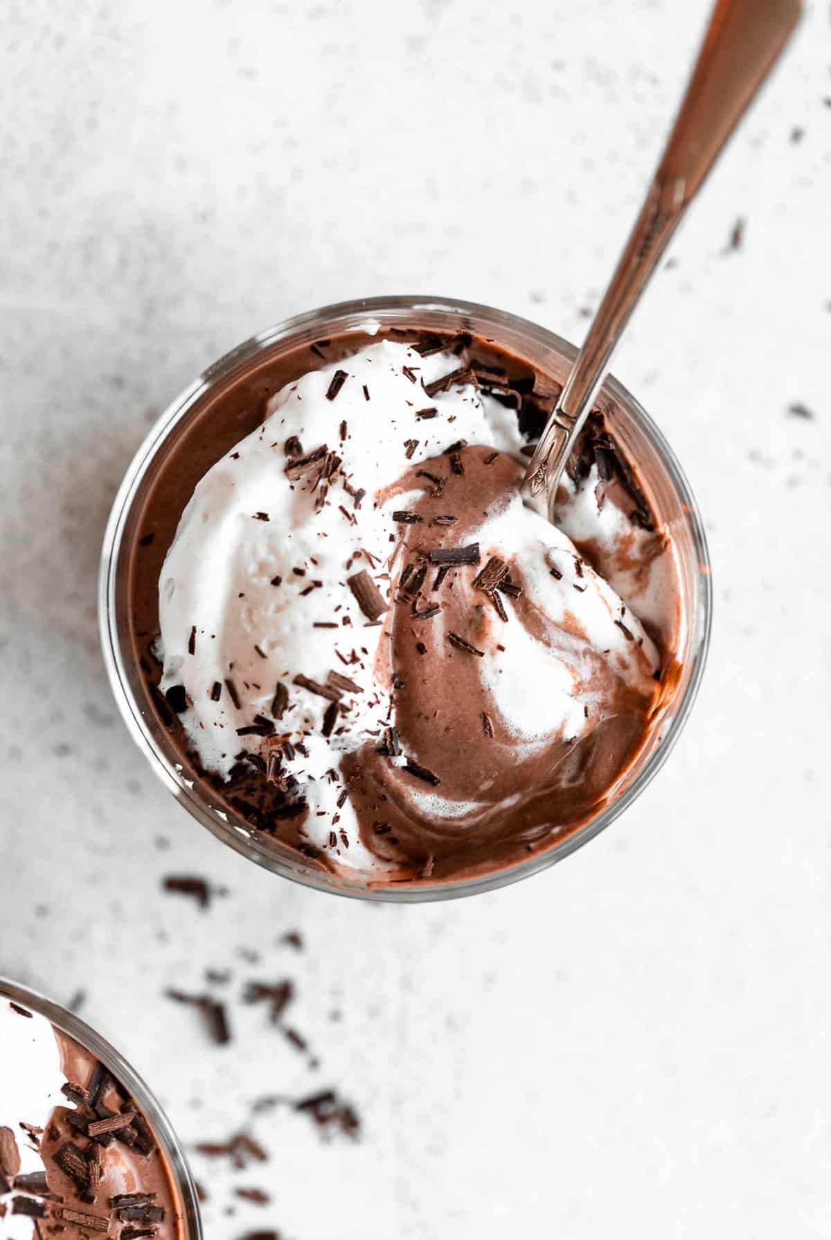 vegan chocolate mousse with whipped cream