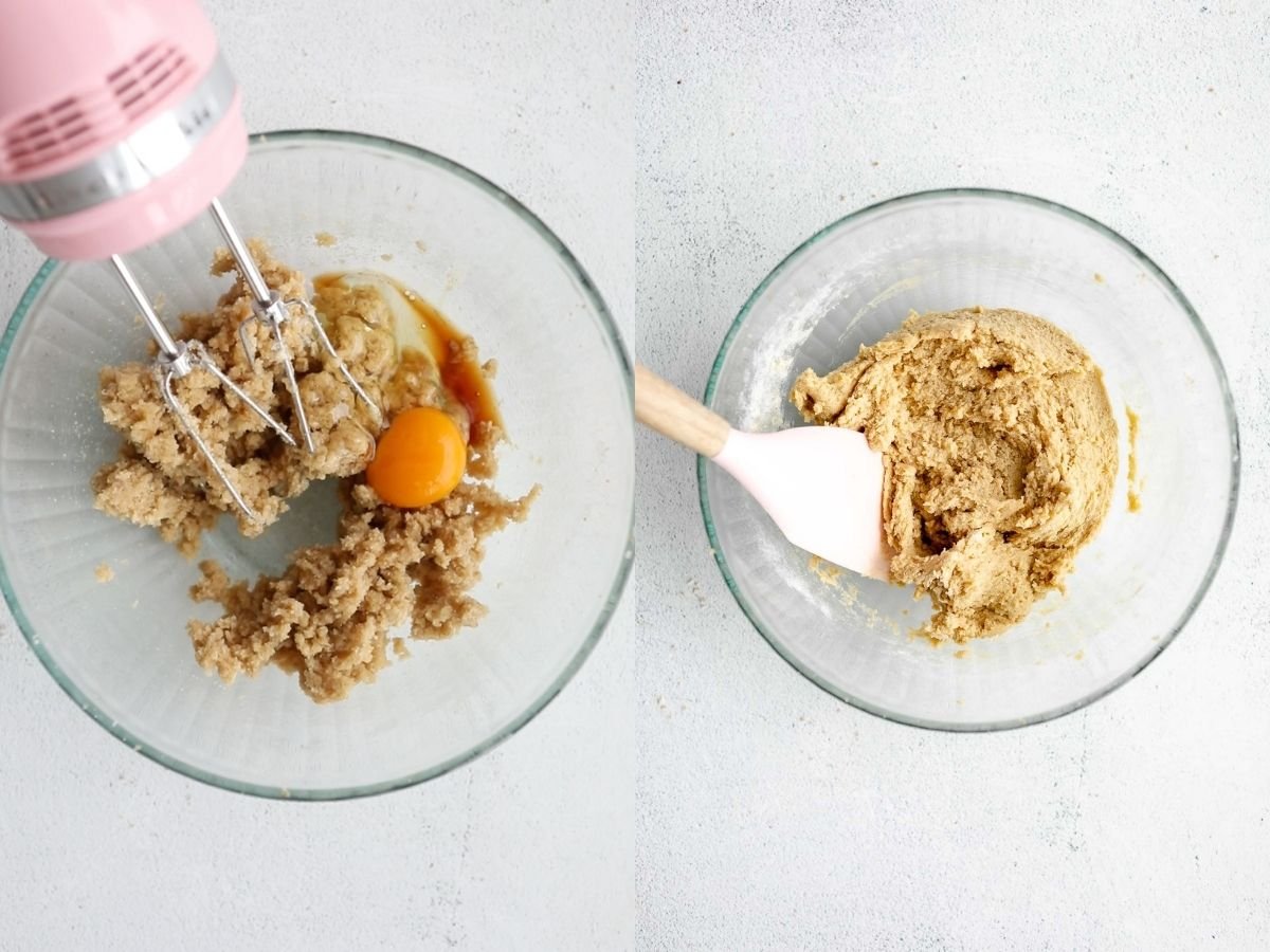 two photos showing the ingredients mixing together