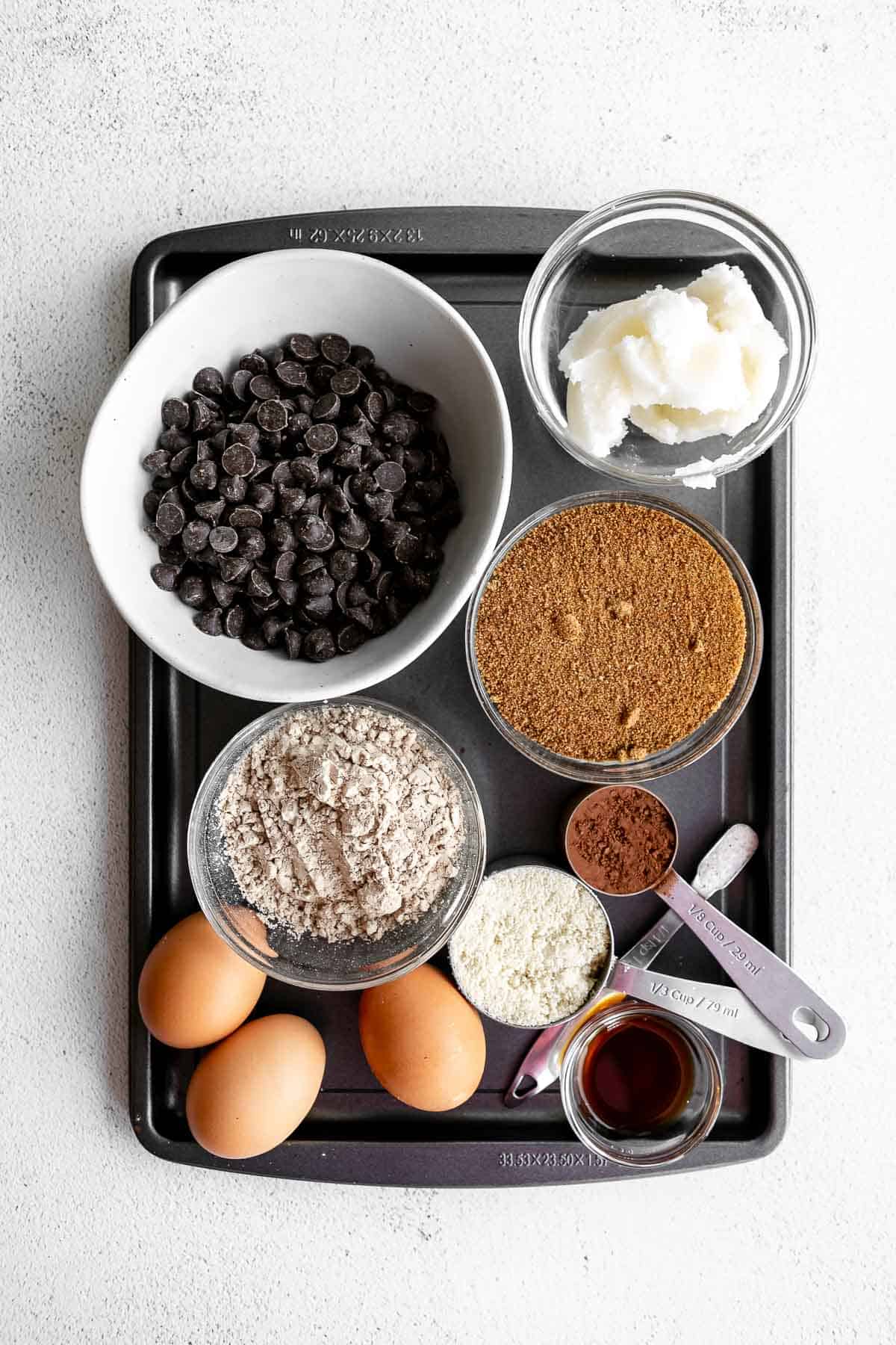 ingredients for the recipe on a baking pan 