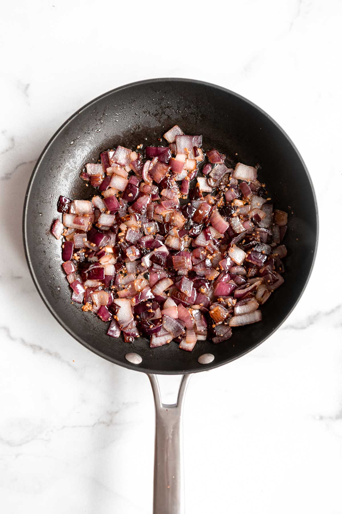 sauteed onion in a skillet