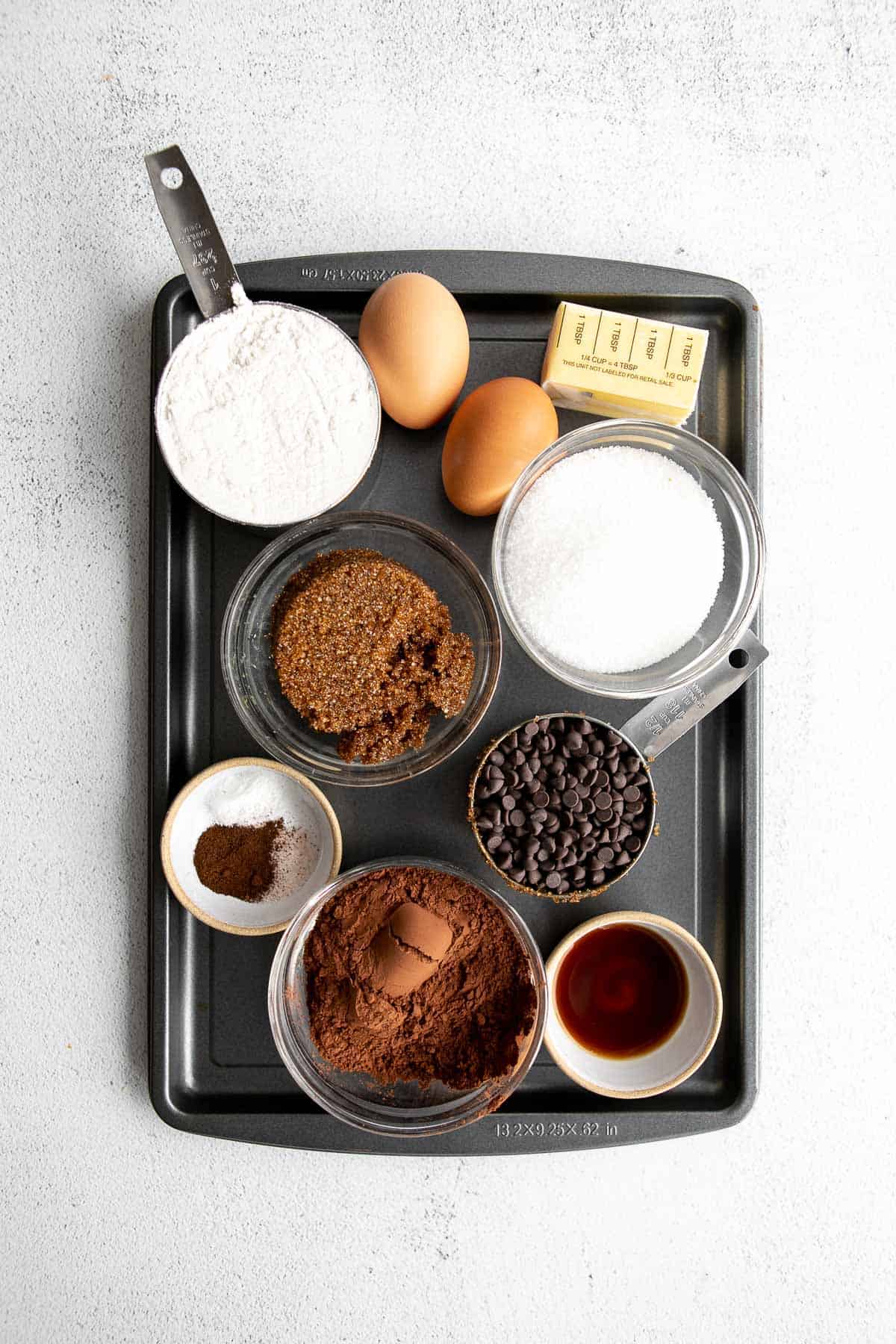 ingredients for the cookies in small bowls