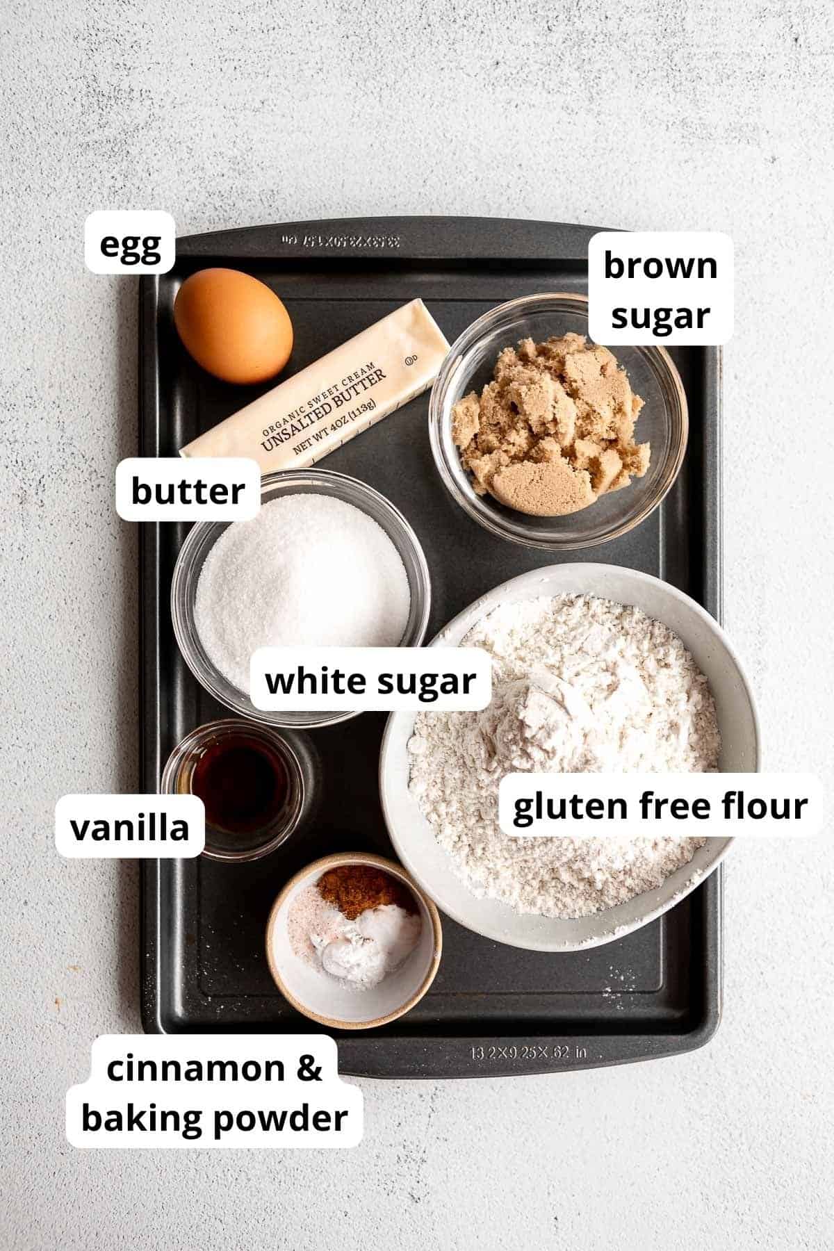 ingredients for the cookies in bowls