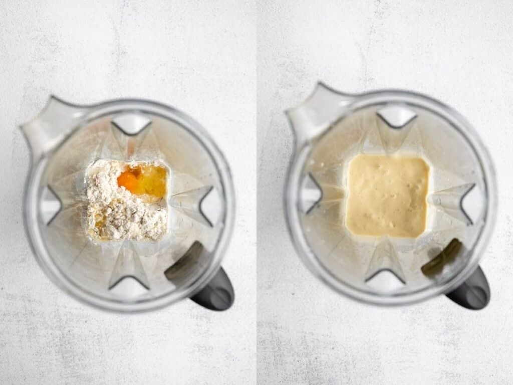 two images showing how to make the ingredients in a blender